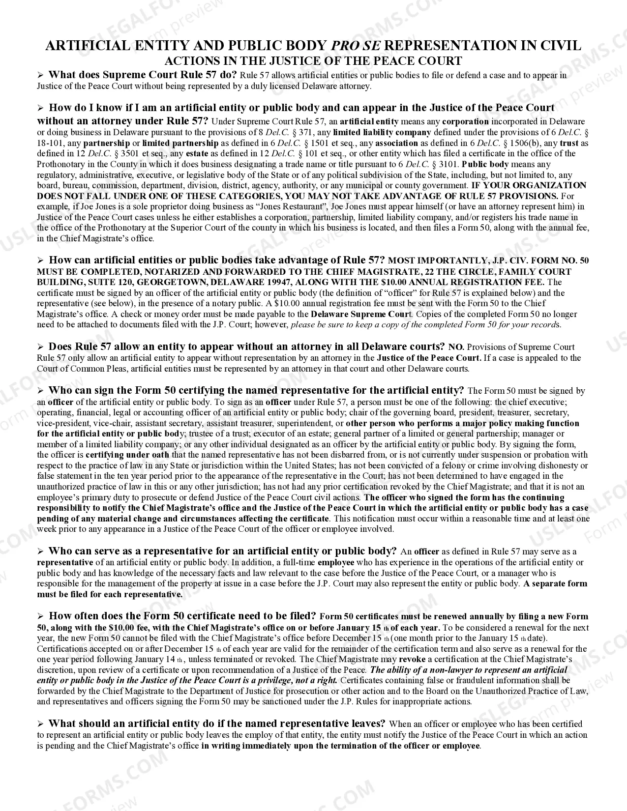 Preview Certification of Representation