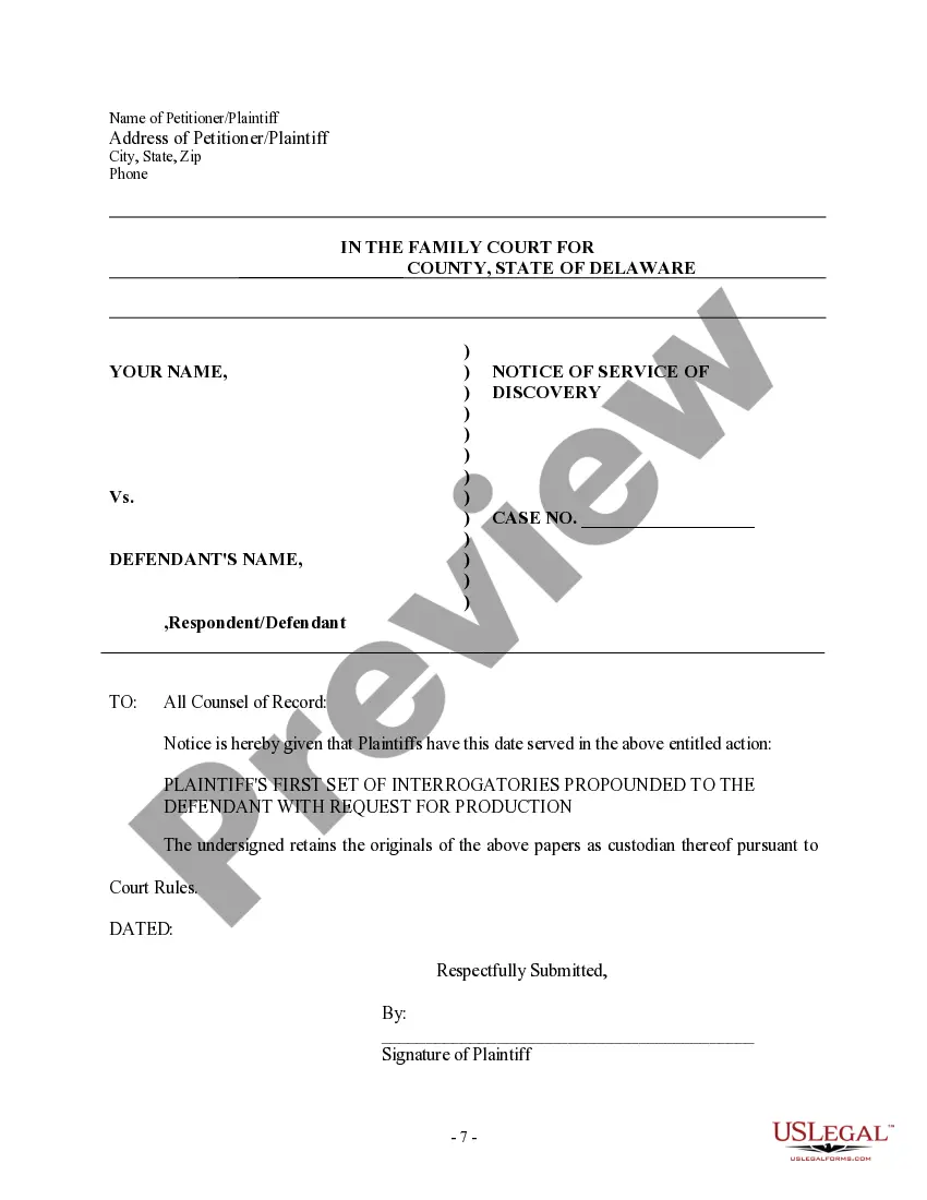 Preview Discovery Interrogatories from Plaintiff to Defendant with Production Requests
