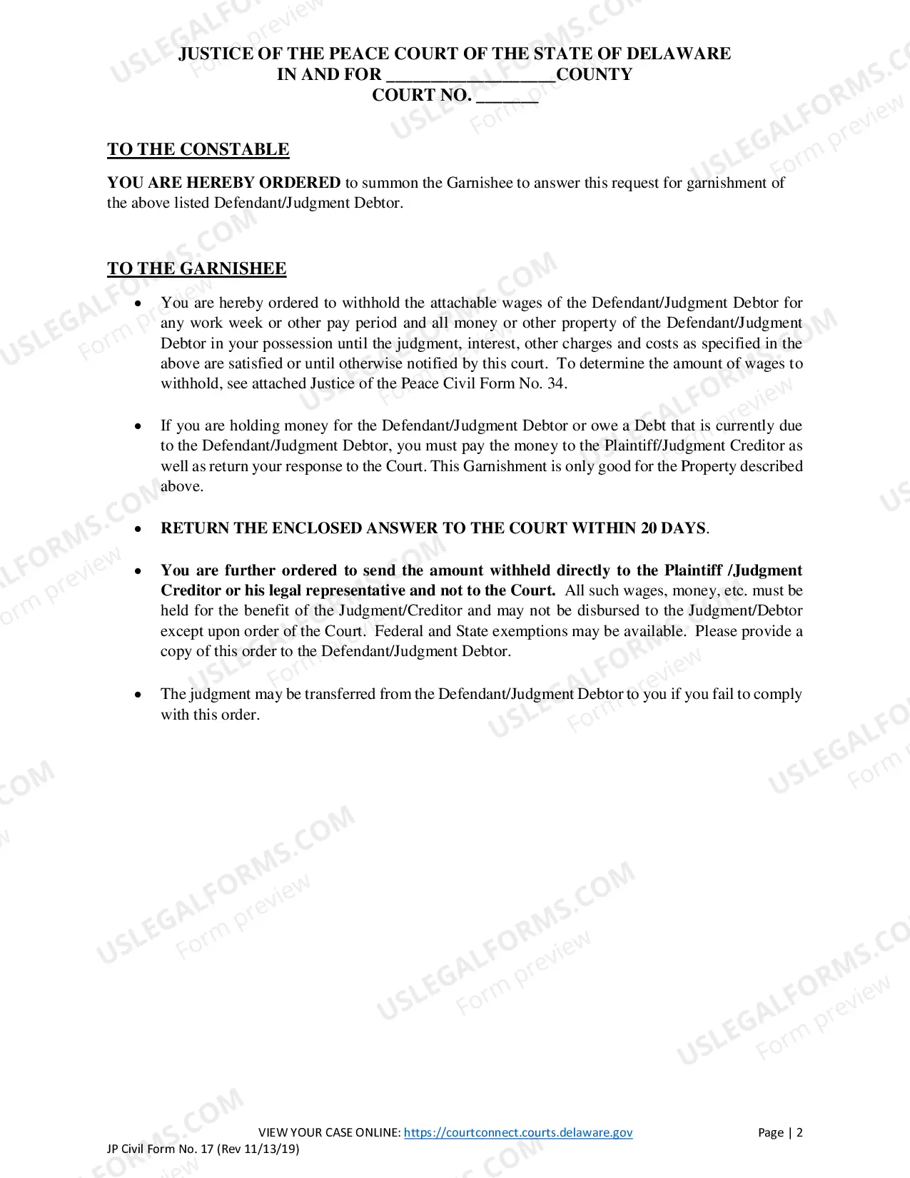Preview GARNISHMENT of WAGES AND/OR PROPERTY ATTACHMENT