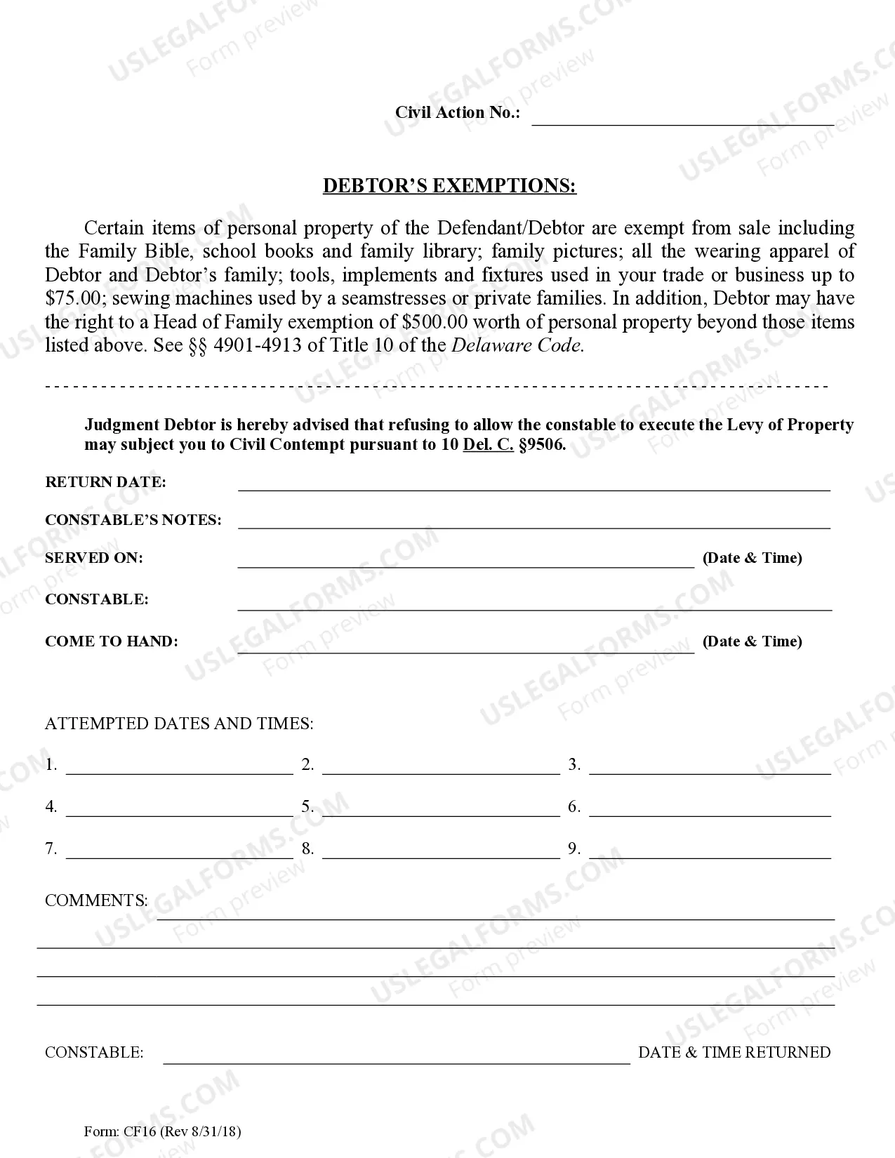 Preview LEVY of PERSONAL PROPERTY