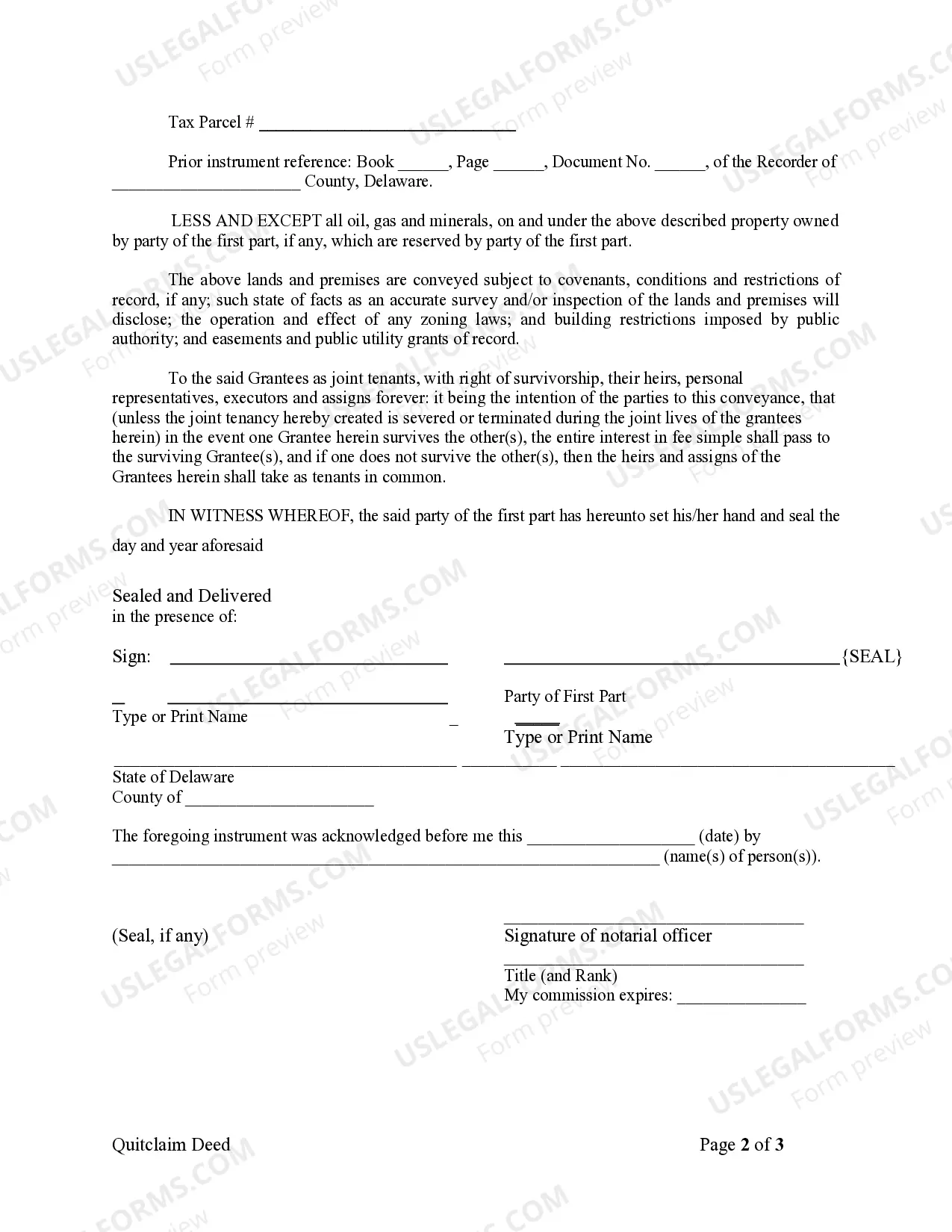 Preview Quitclaim Deed from Individual to Two Individuals in Joint Tenancy