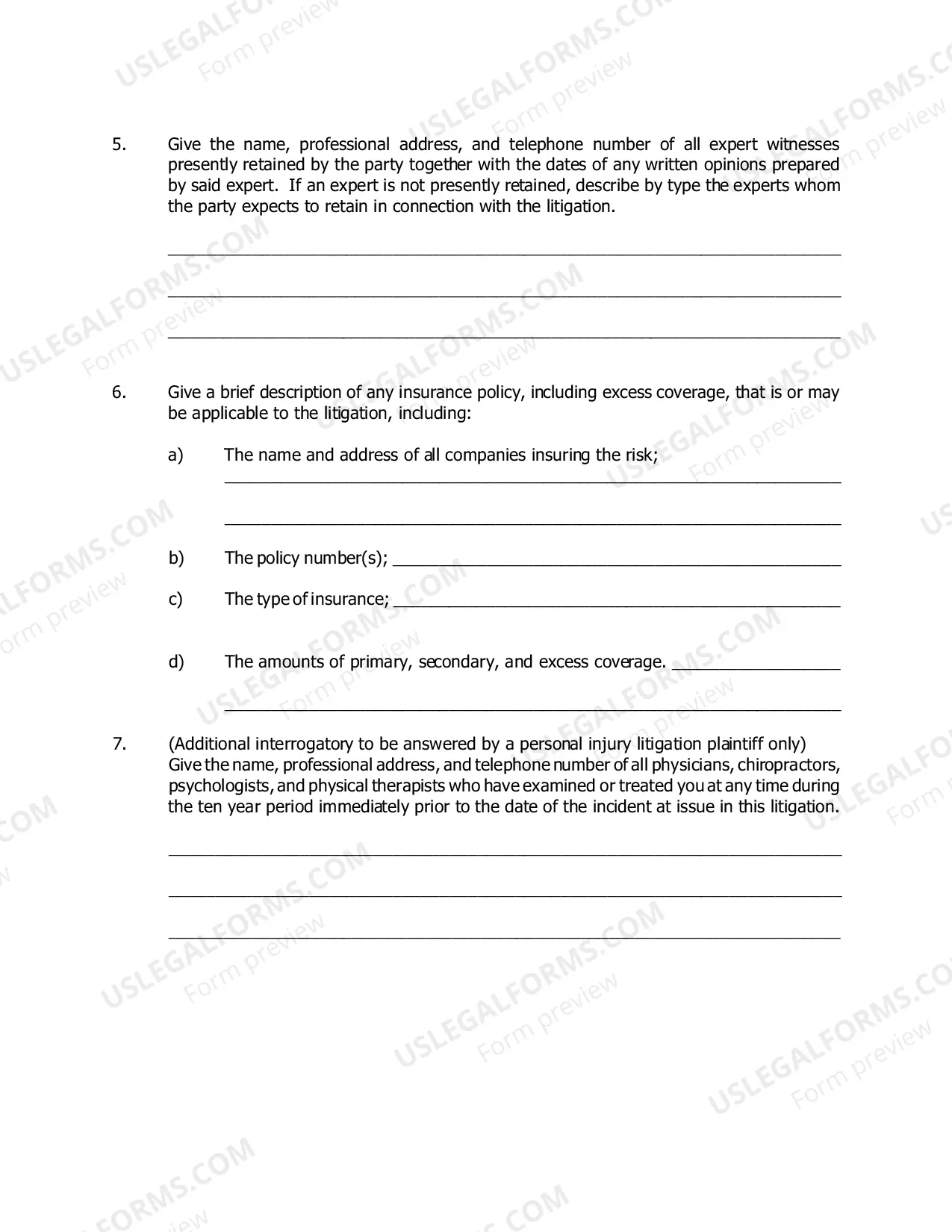 Preview Interrogatories - Personal Injury Litigation