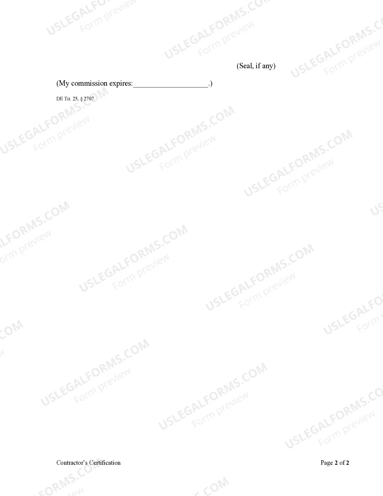 Preview Contractor's Certification to Owner - Corporation