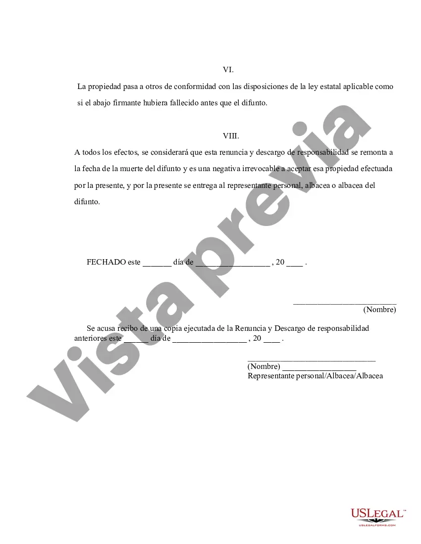Preview Delaware Renuncia y descargo de responsabilidad del inquilino conjunto o interés de tenencia