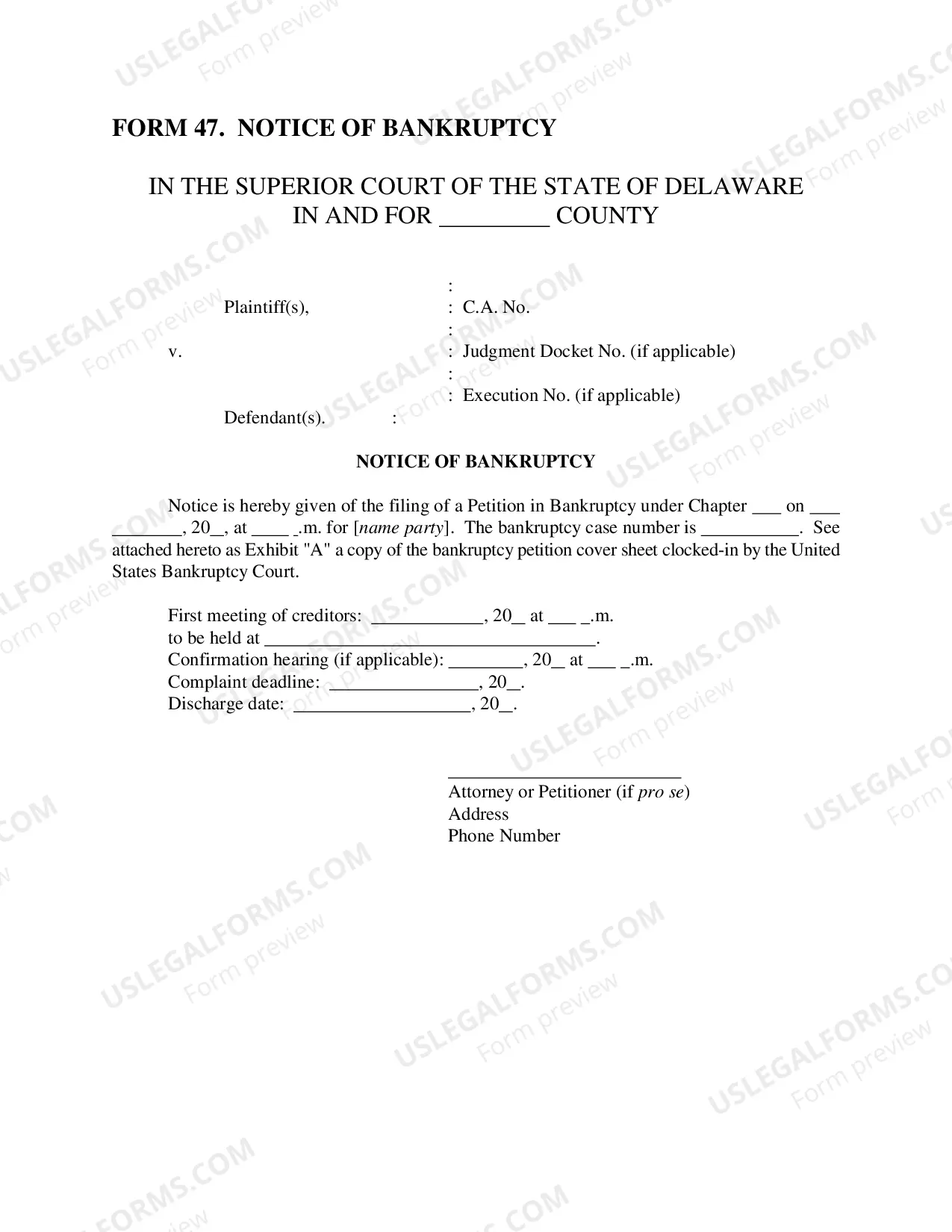Preview Notice of Bankruptcy