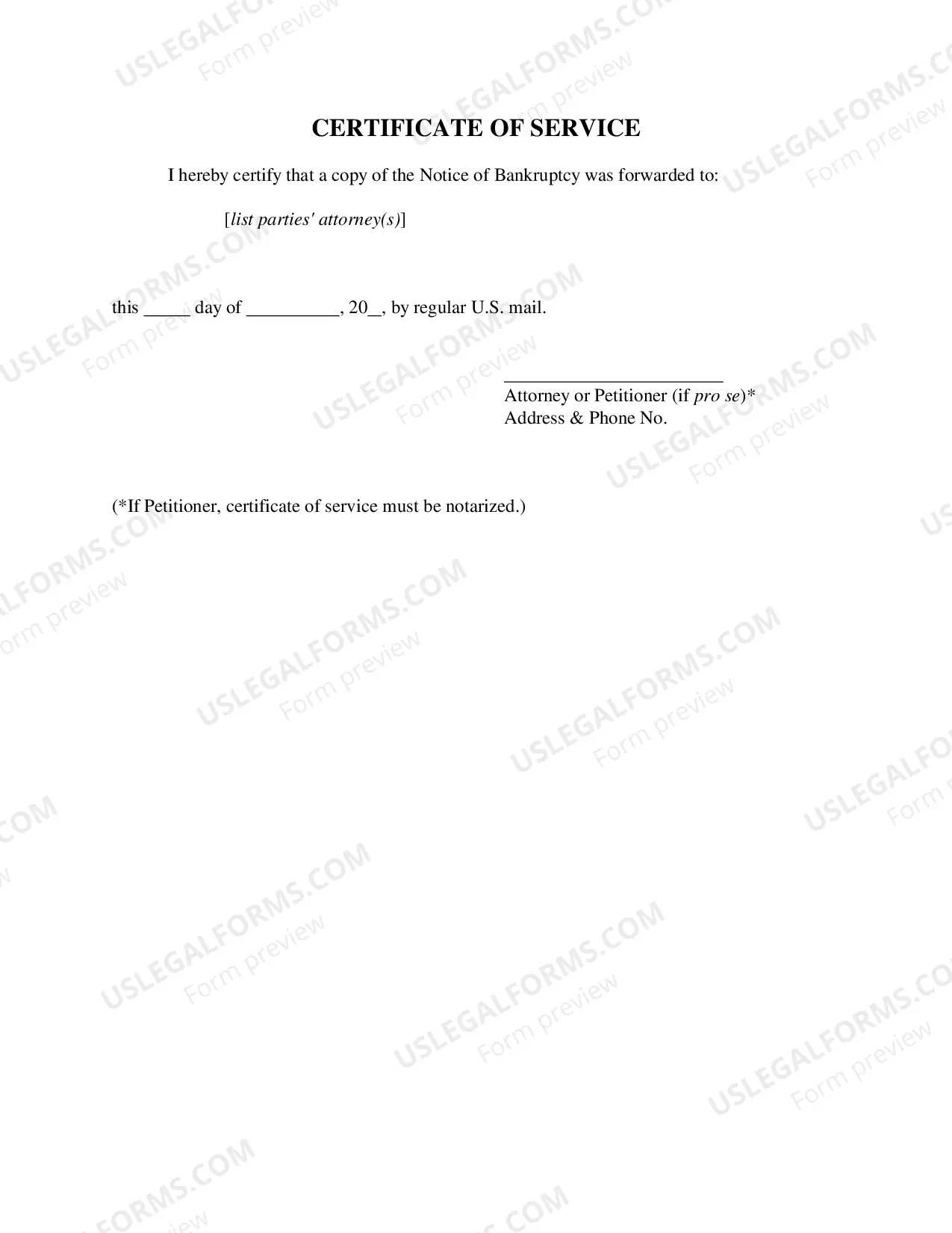 Preview Notice of Bankruptcy