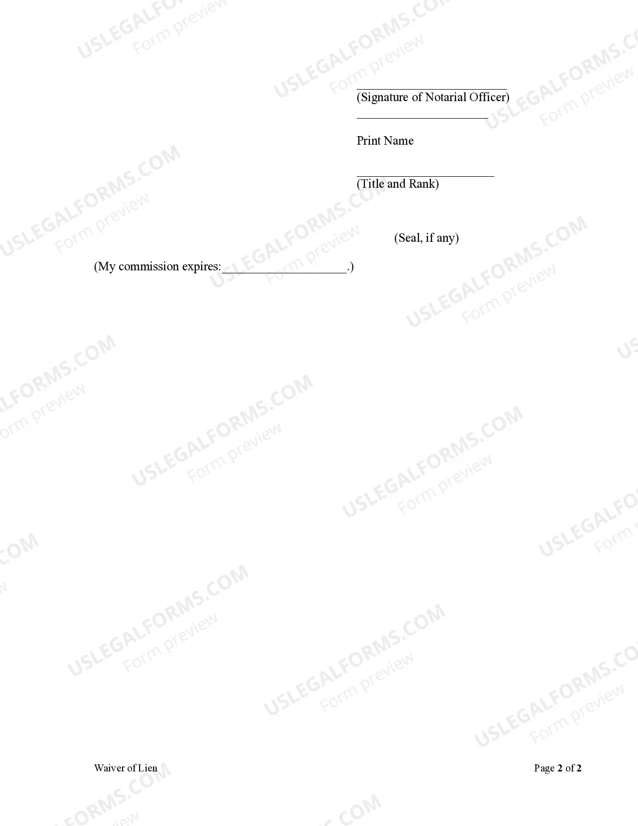 Preview Release of Mechanic's Lien - Corporation