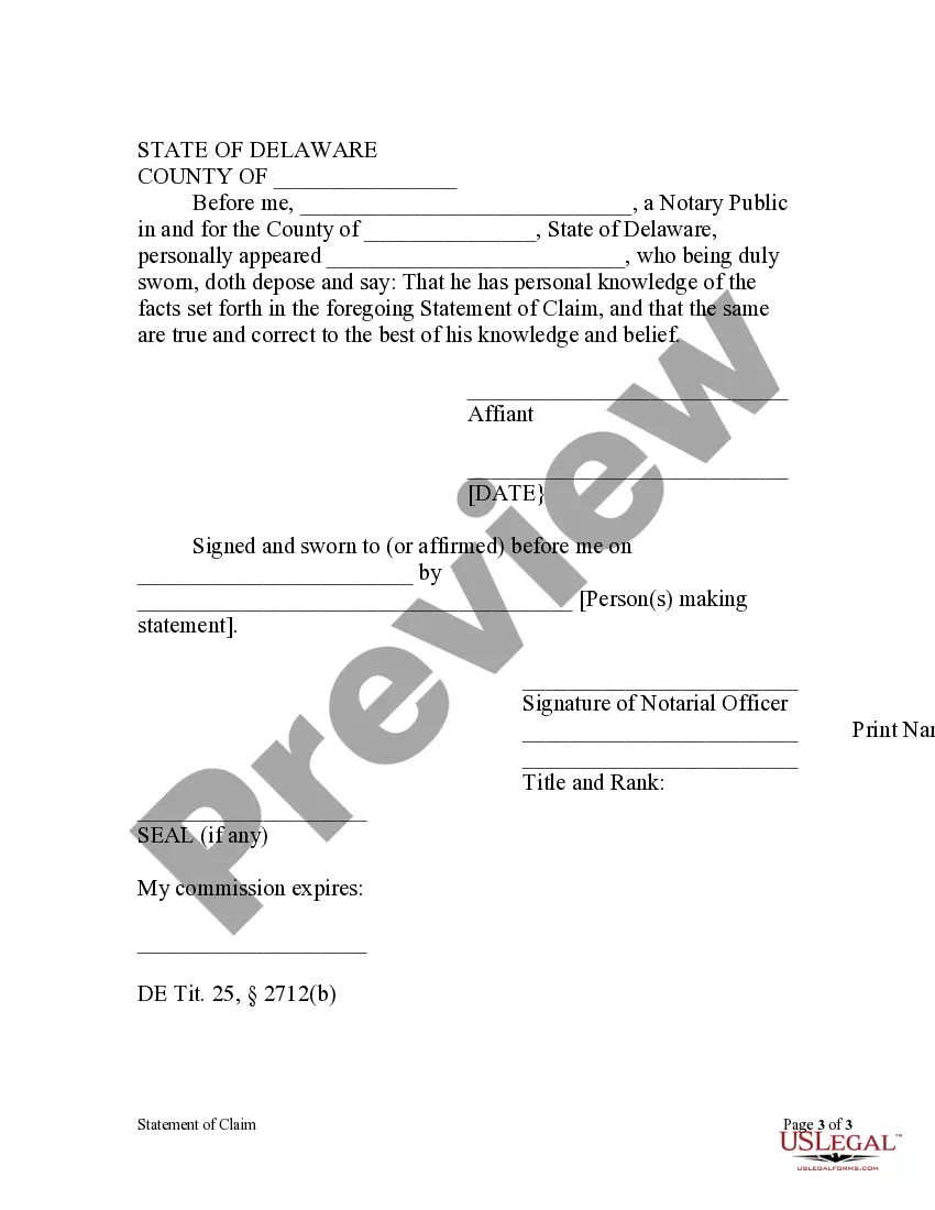 Preview Statement of Claim - Individual