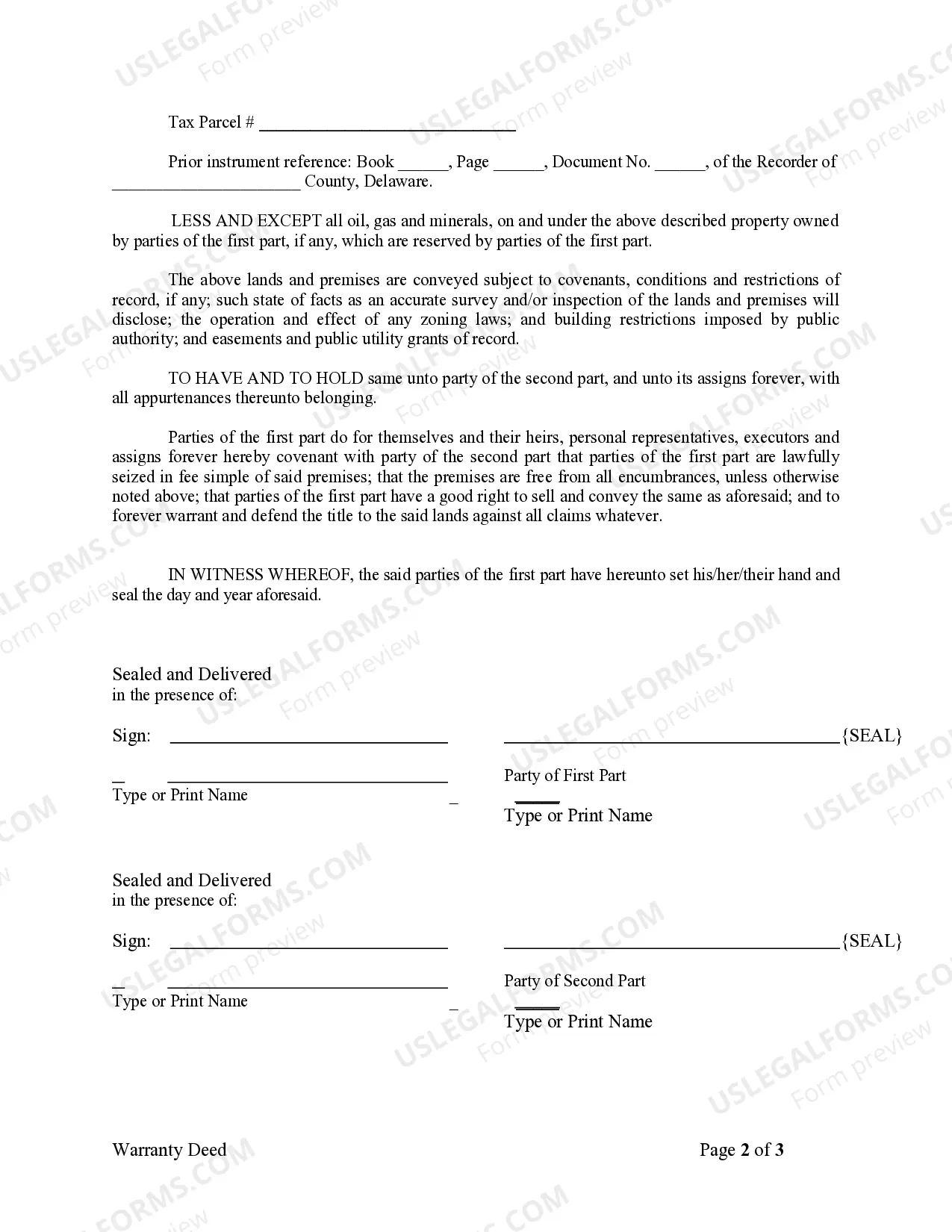 Preview Warranty Deed from two Individuals to Corporation