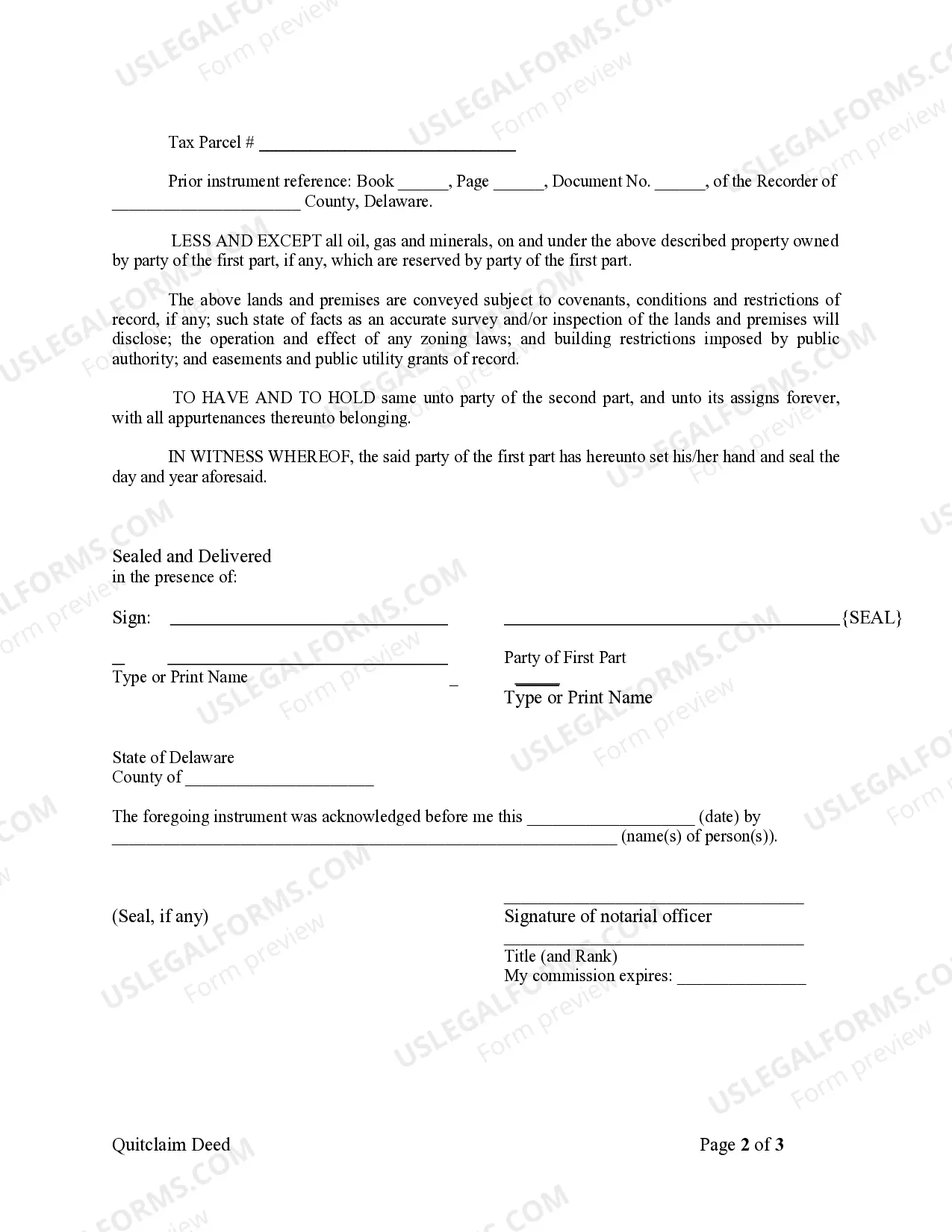 Preview Quitclaim Deed from Individual to Corporation
