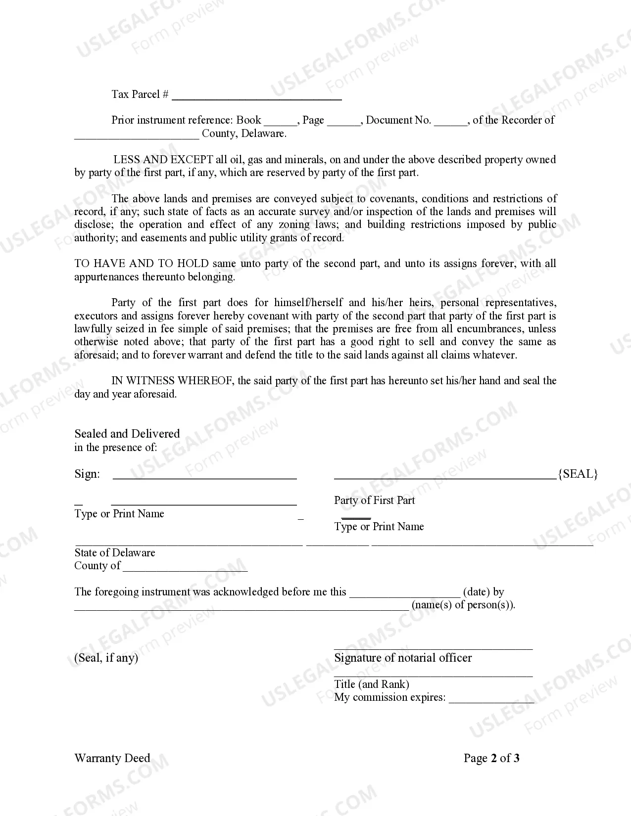 Preview Warranty Deed from Individual to Corporation