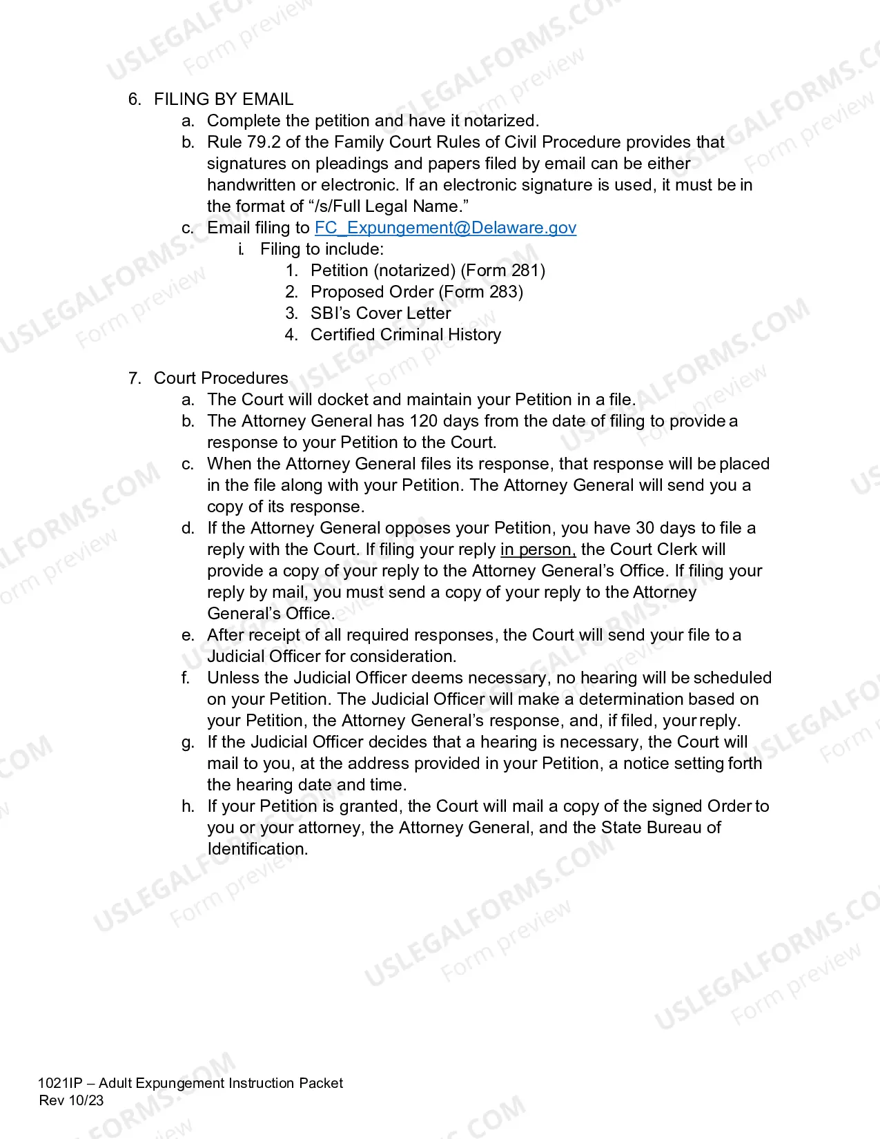Preview Adult Expungement Packet - Instruction, FAQ, and Forms