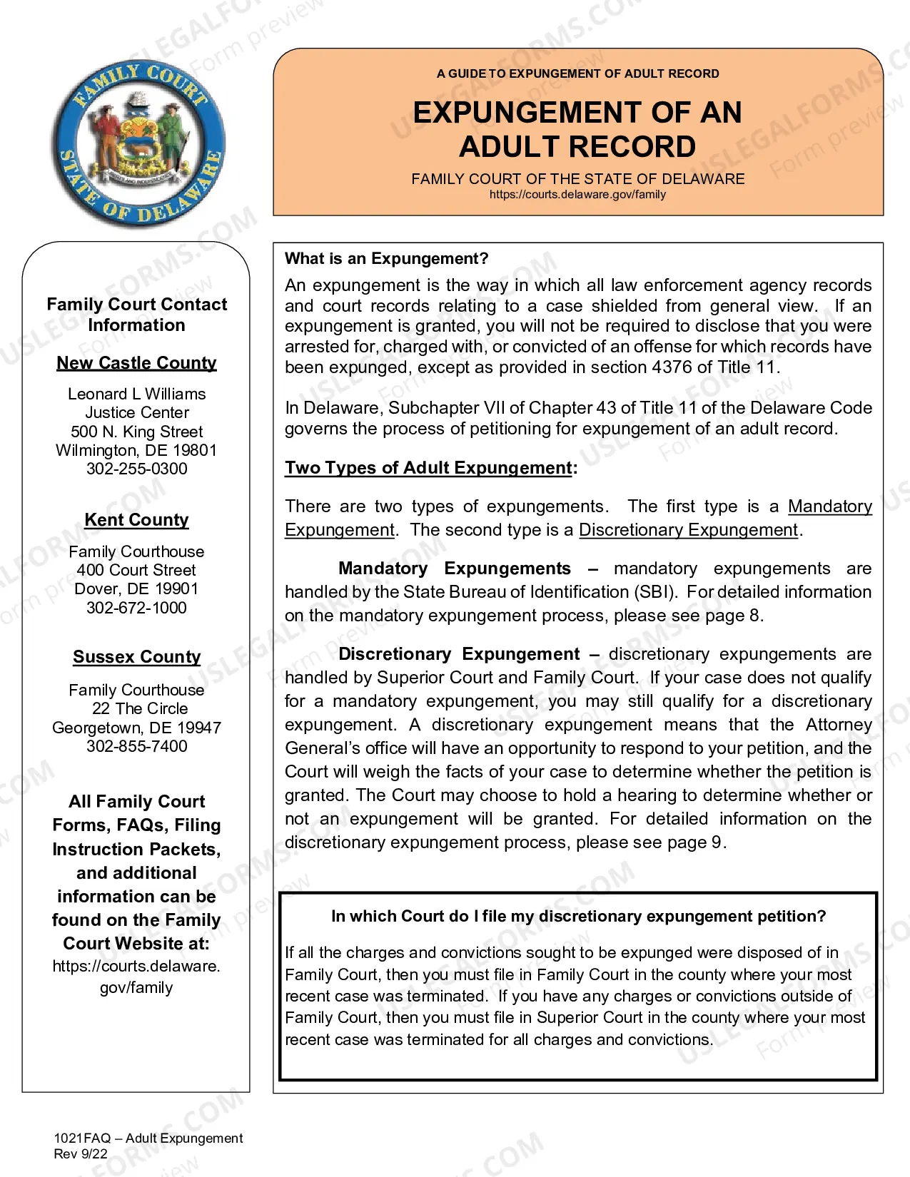 Preview Adult Expungement Packet - Instruction, FAQ, and Forms
