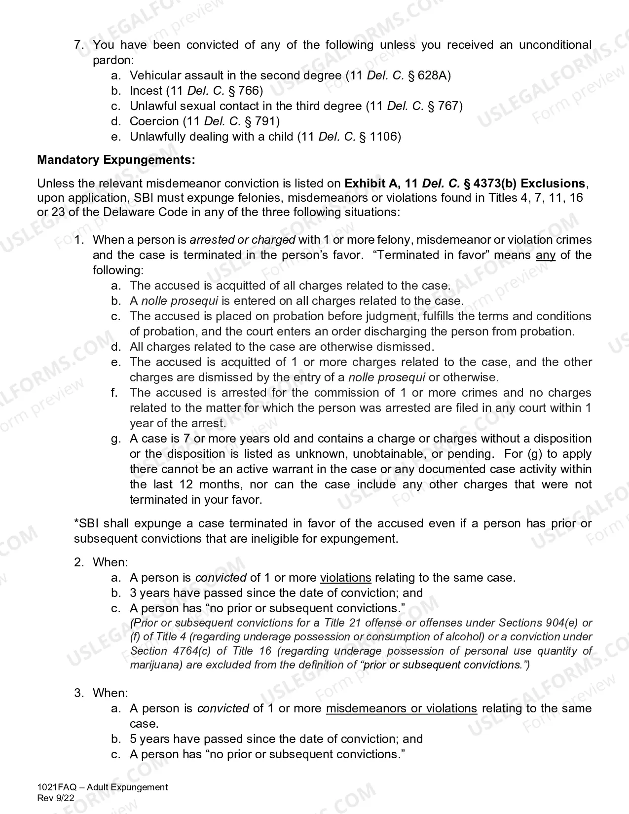 Preview Adult Expungement Packet - Instruction, FAQ, and Forms