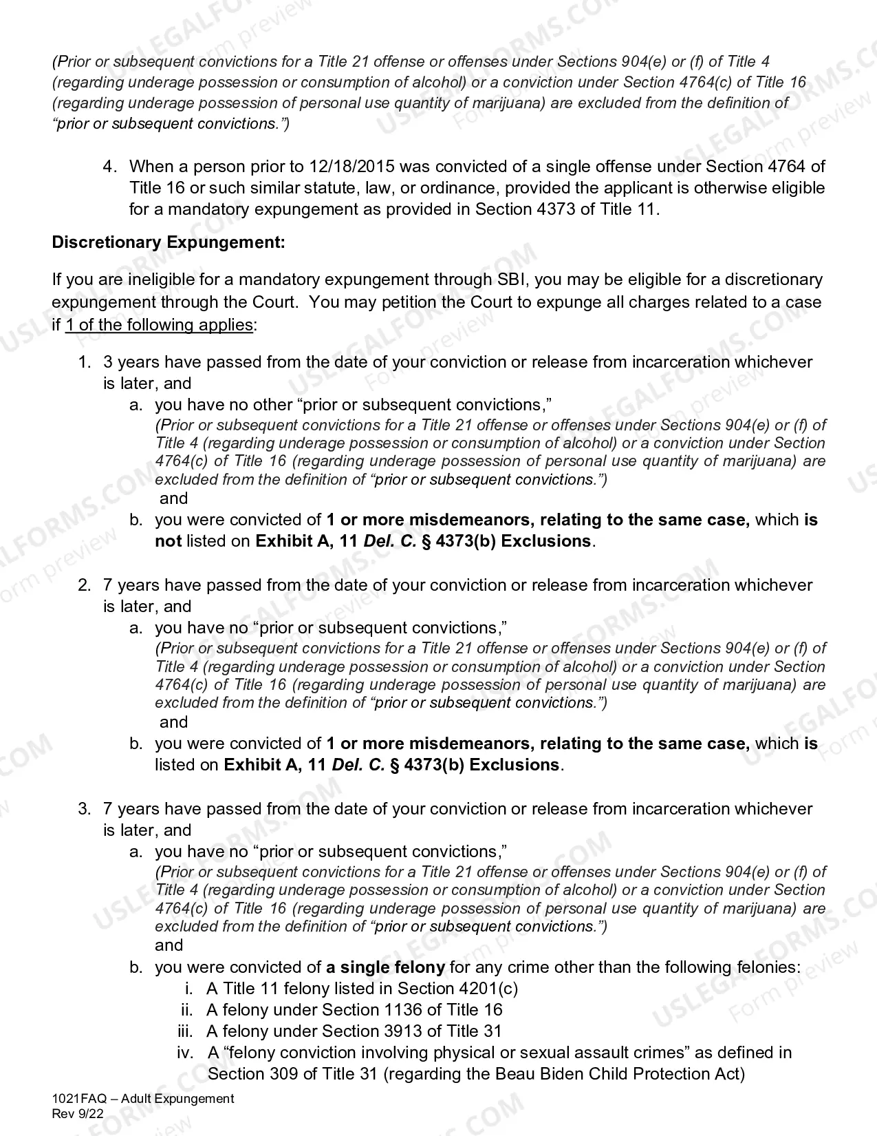 Preview Adult Expungement Packet - Instruction, FAQ, and Forms