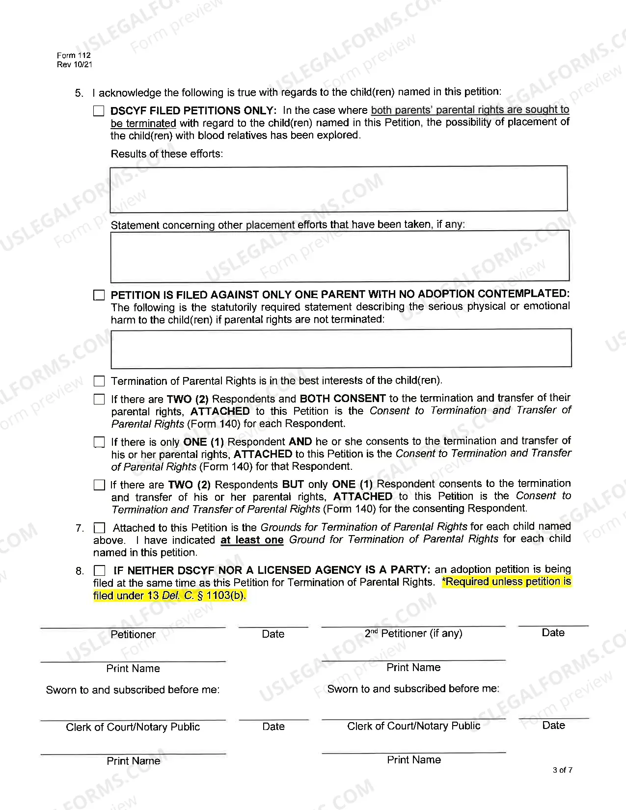 Preview Termination of Parental Rights Packet