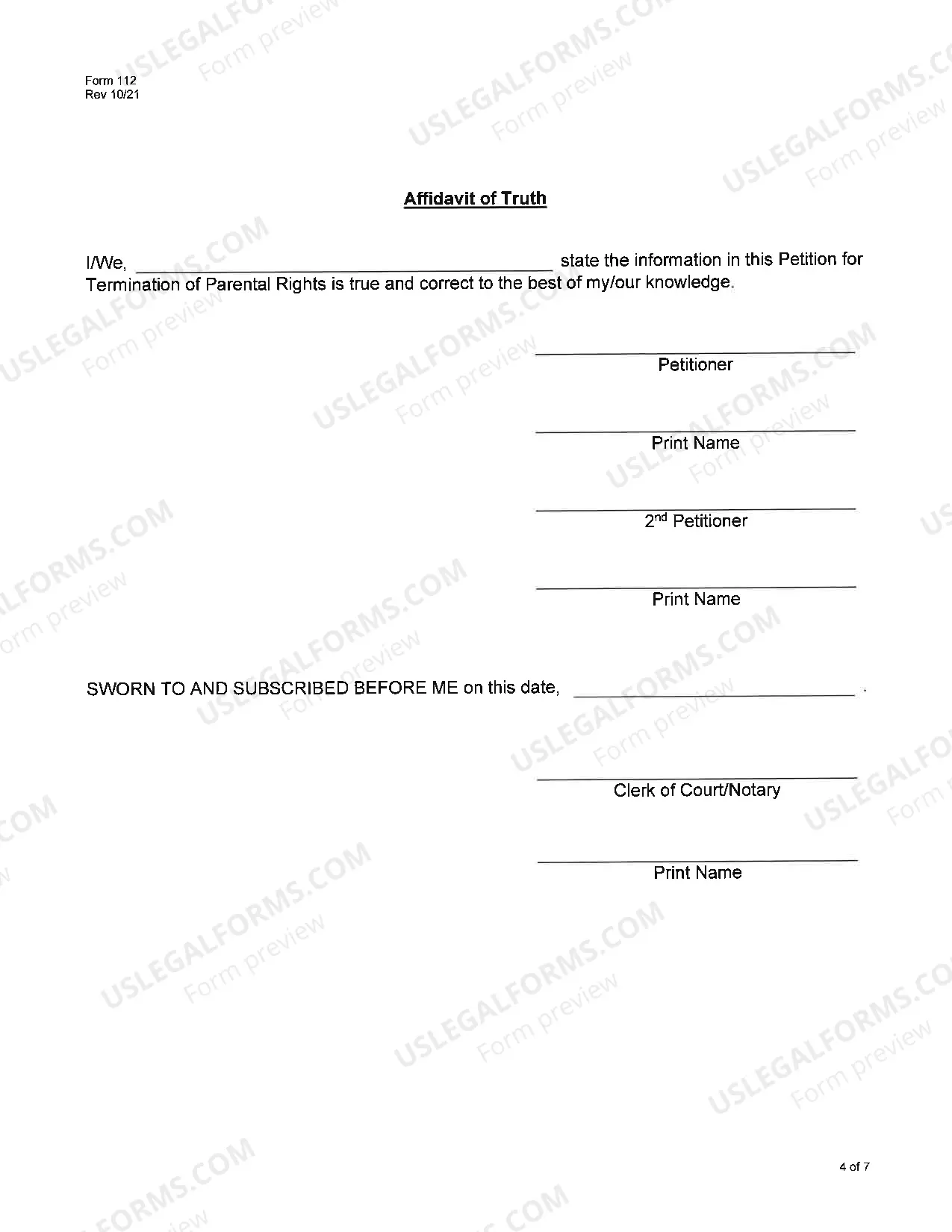 Preview Termination of Parental Rights Packet