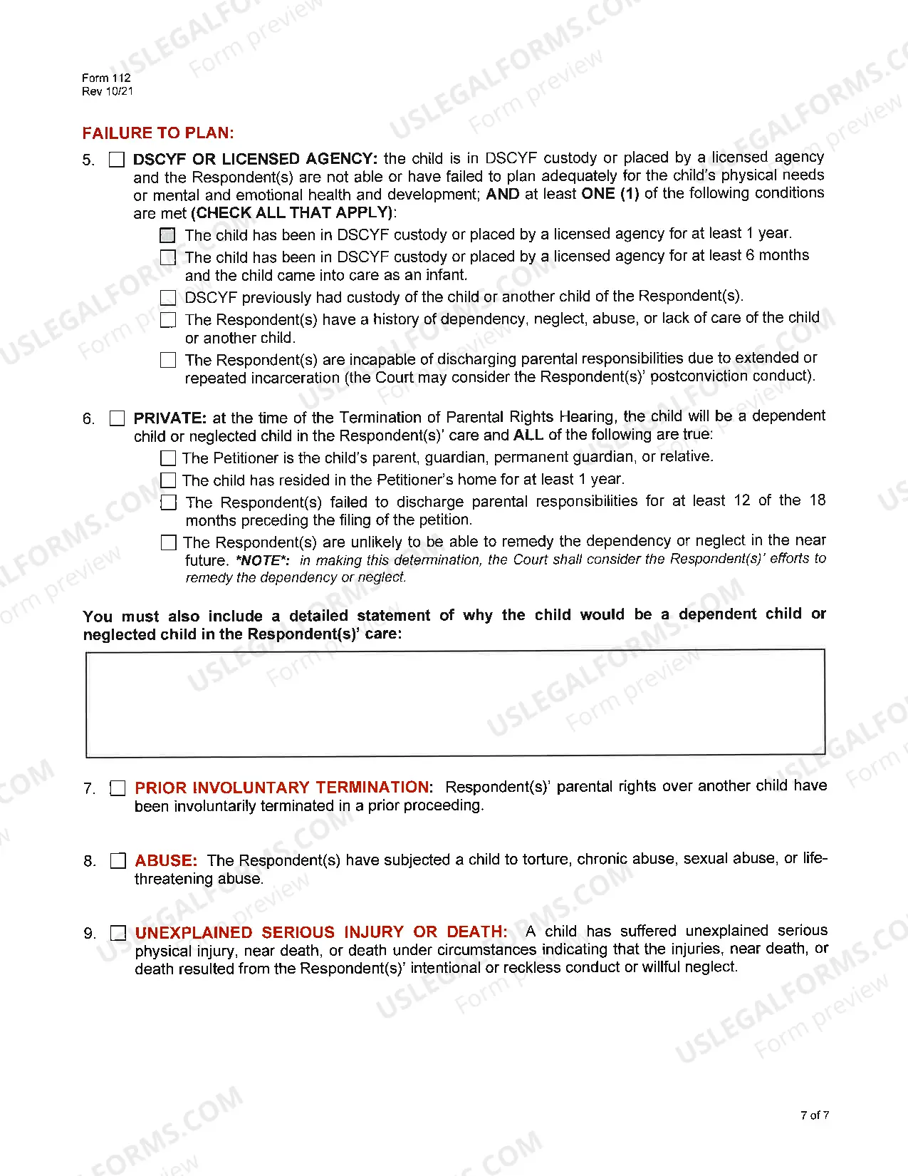 Preview Termination of Parental Rights Packet