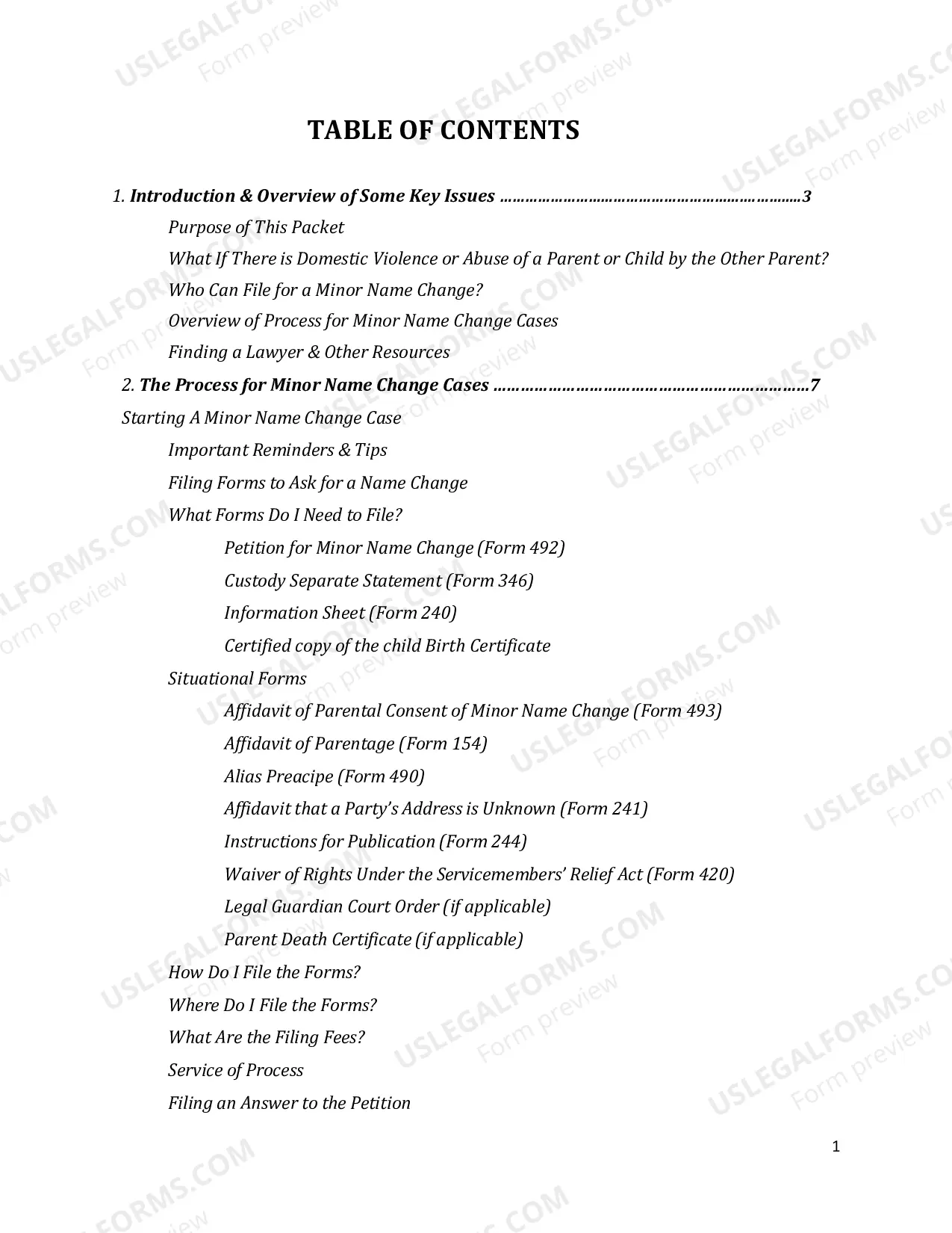 Preview Minor Name Change Instructions