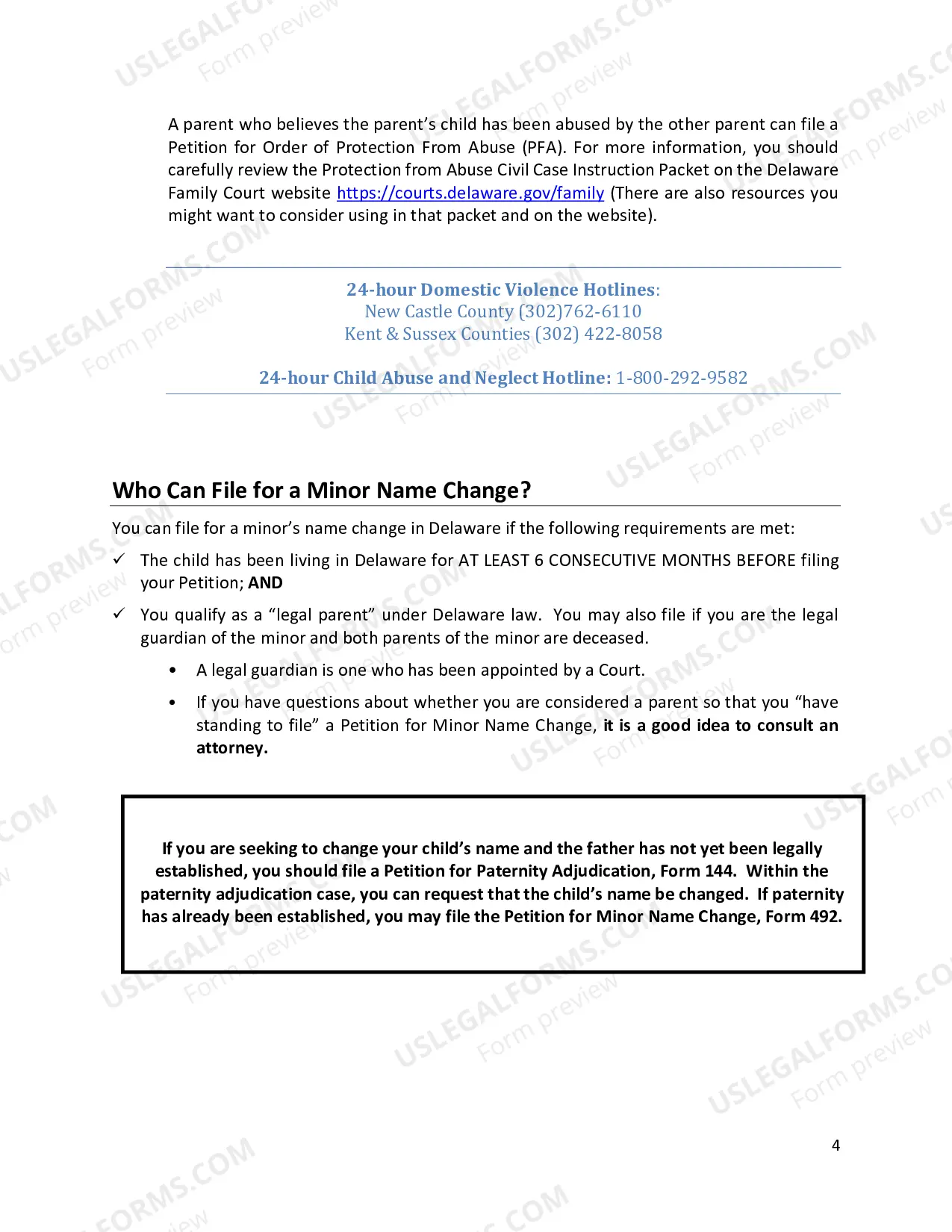 Preview Minor Name Change Instructions