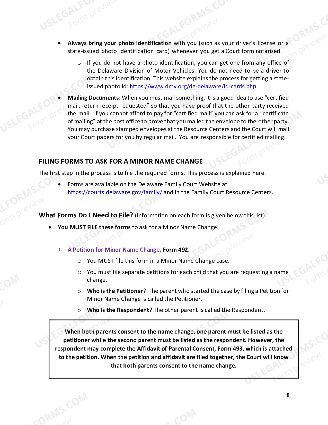 Preview Minor Name Change Instructions