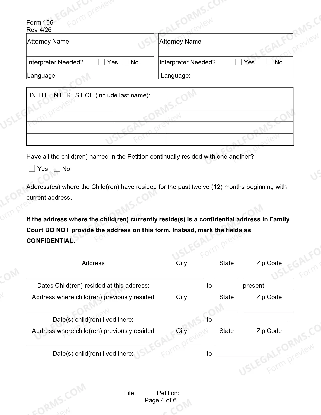 Preview Dependency or Neglect Petition for Custody