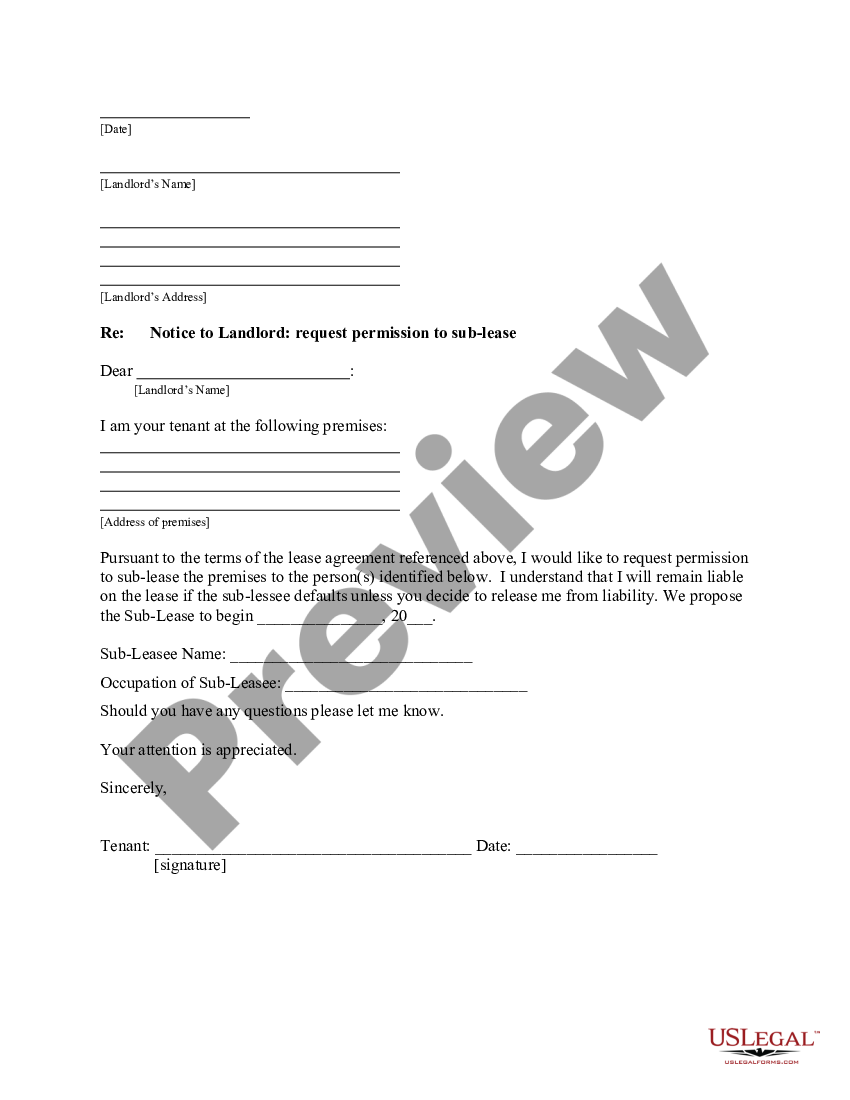 Consent To Sublease Form Template | US Legal Forms