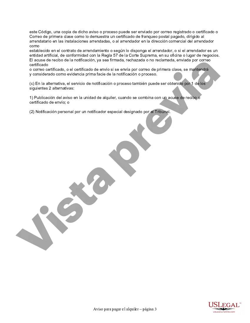 Preview Aviso de 5 días para pagar el alquiler o la finalización del contrato de arrendamiento de la propiedad residencial del propietario al inquilino