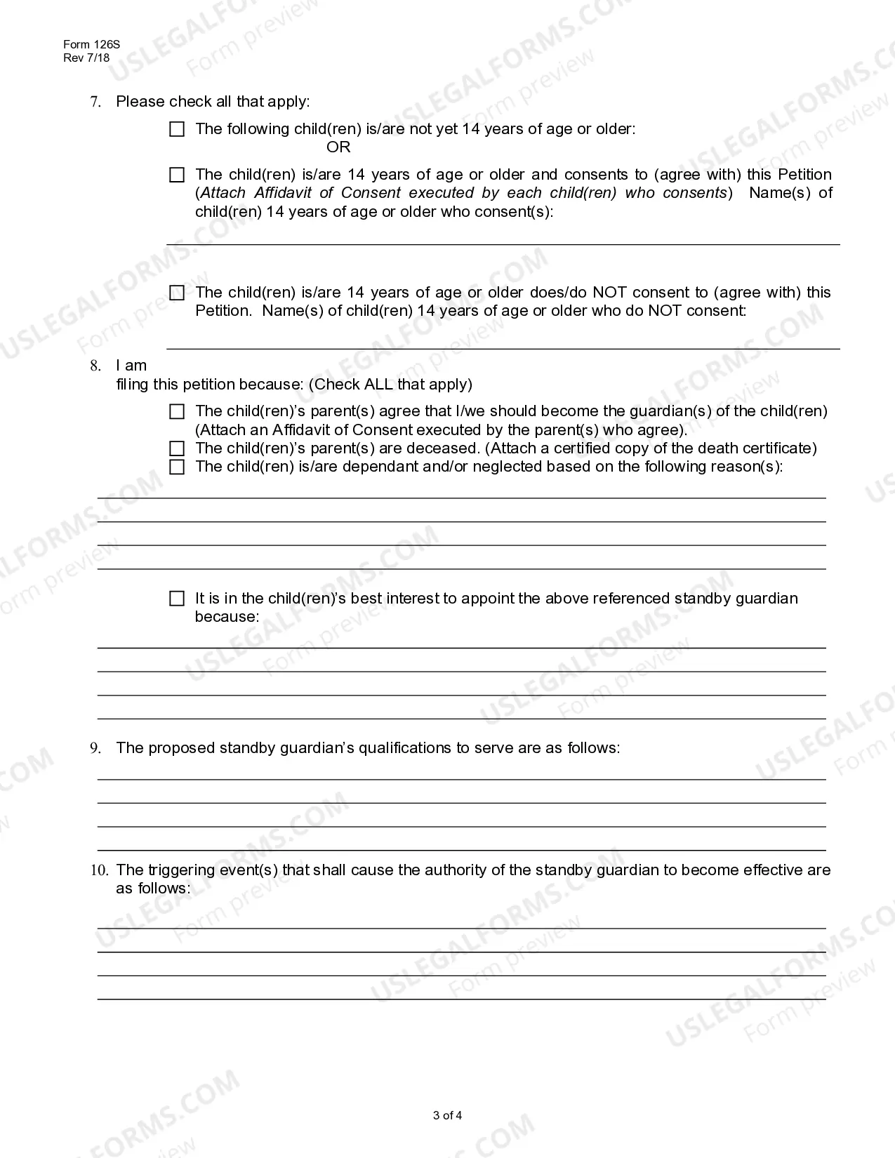 Preview Petition for Standby Guardianship