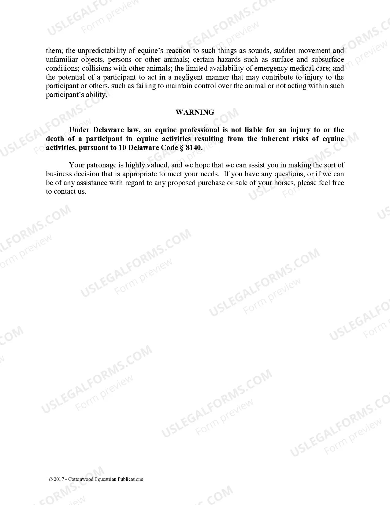 Preview Pre-Purchase Recommendations - Horse Equine Forms