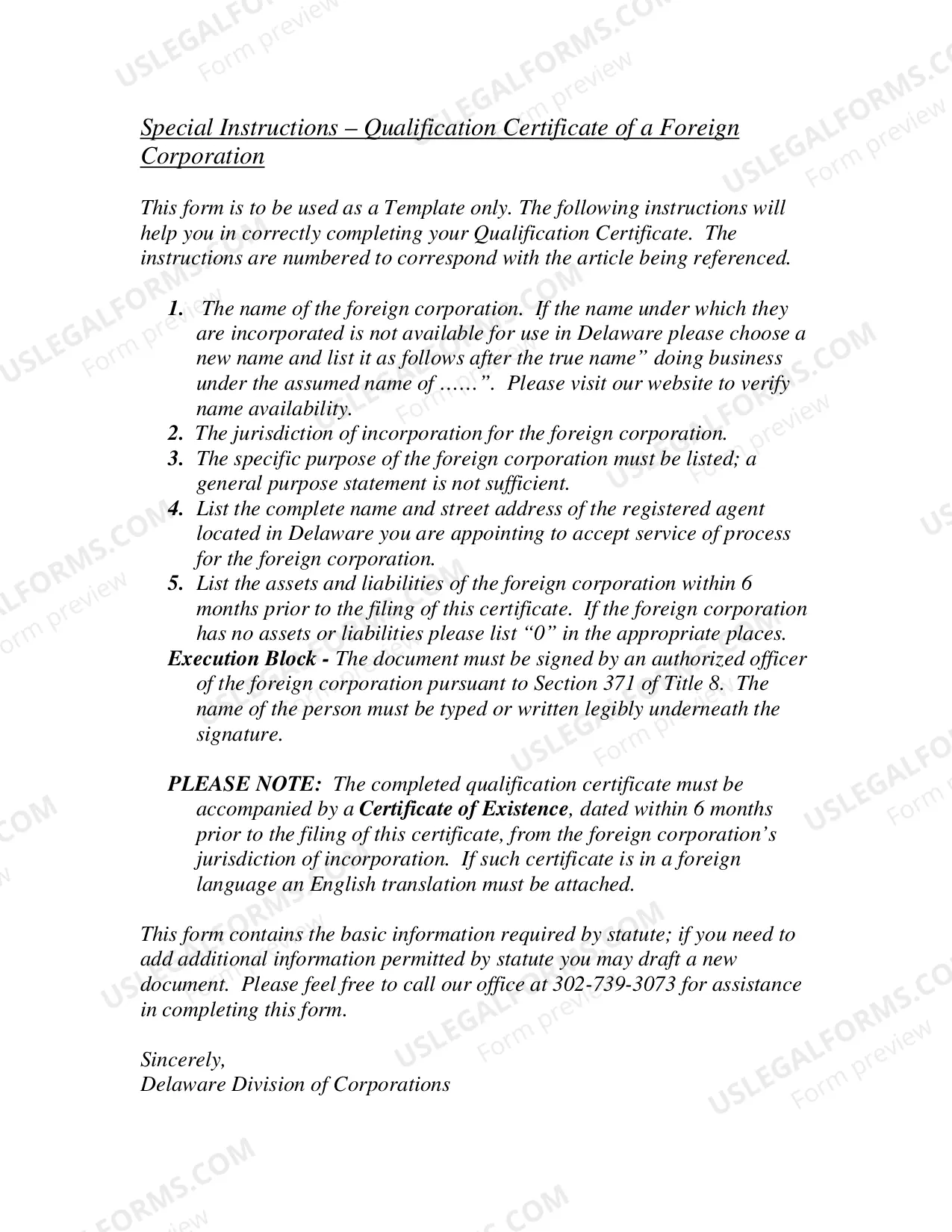 Preview Qualification Certificate of A Foreign Corporation