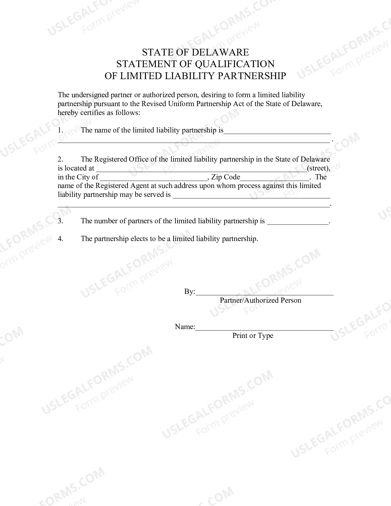 Preview Statement of Qualification of Limited Liability Partnership
