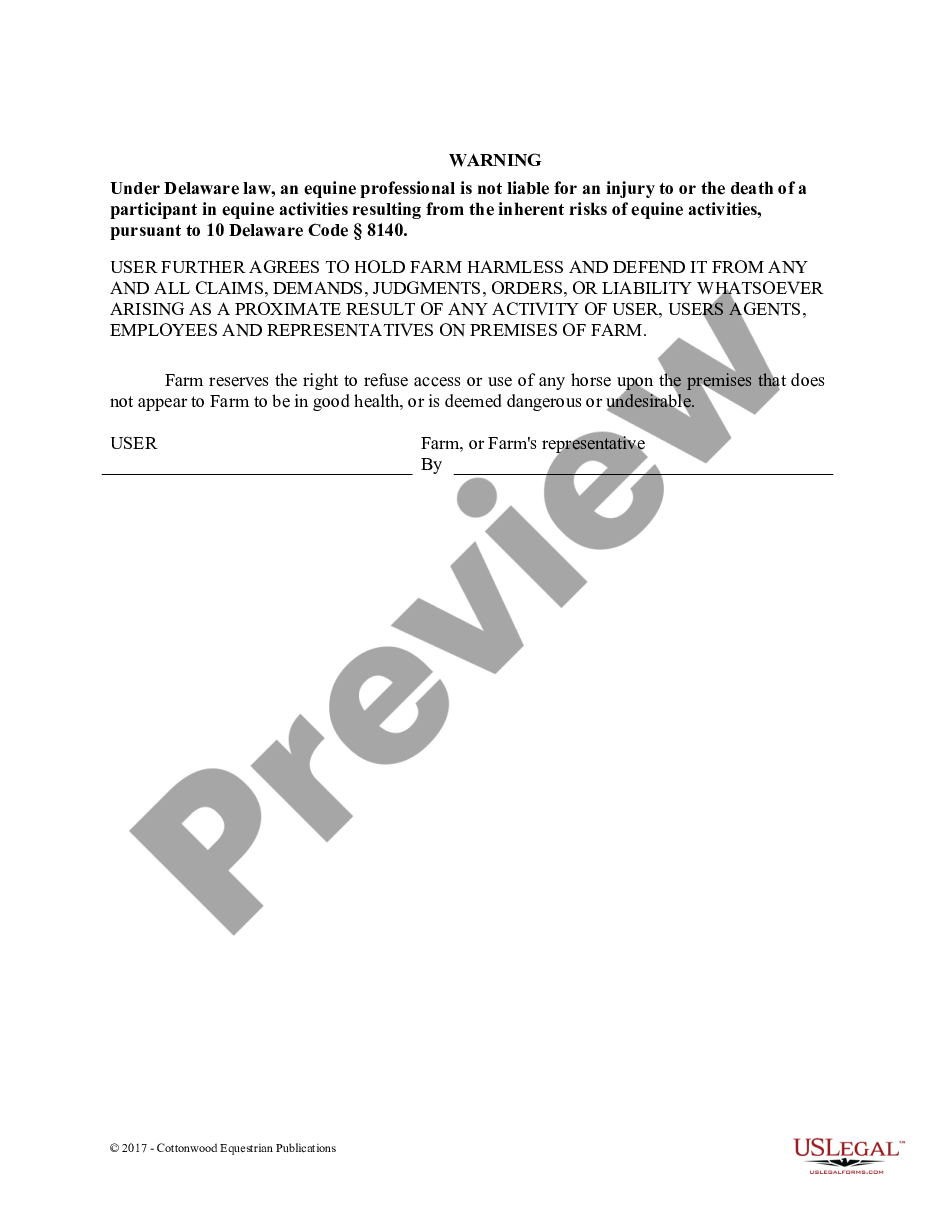 page 1 Facility Release Agreement - Show Or Clinic - Horse Equine Forms preview