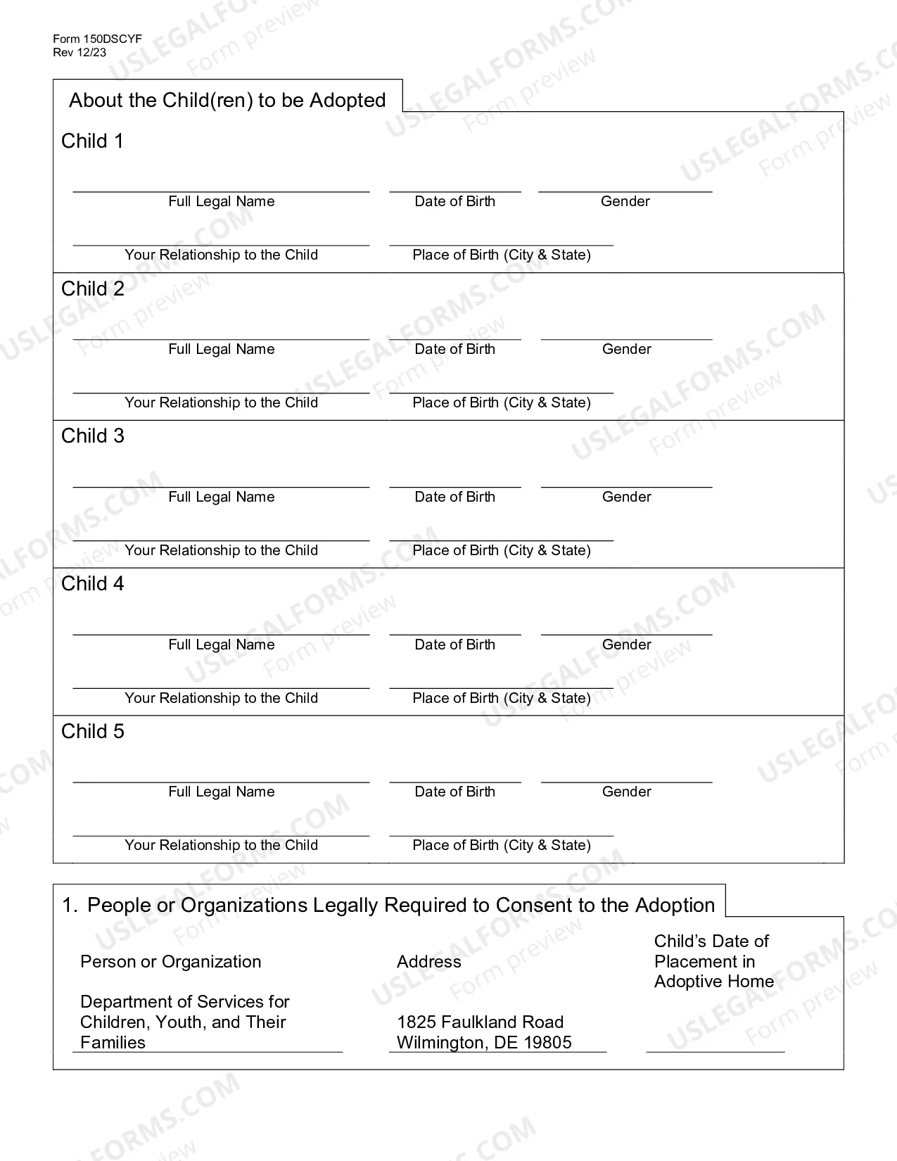 Preview Petition for Adoption with DSCYF Involvement