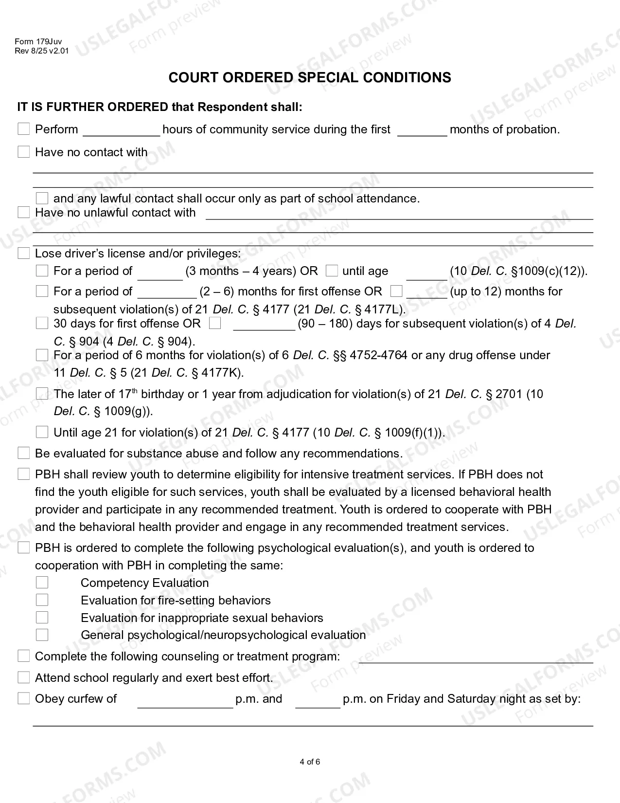 Preview Probation before Adjudication of Delinquency Interim Order