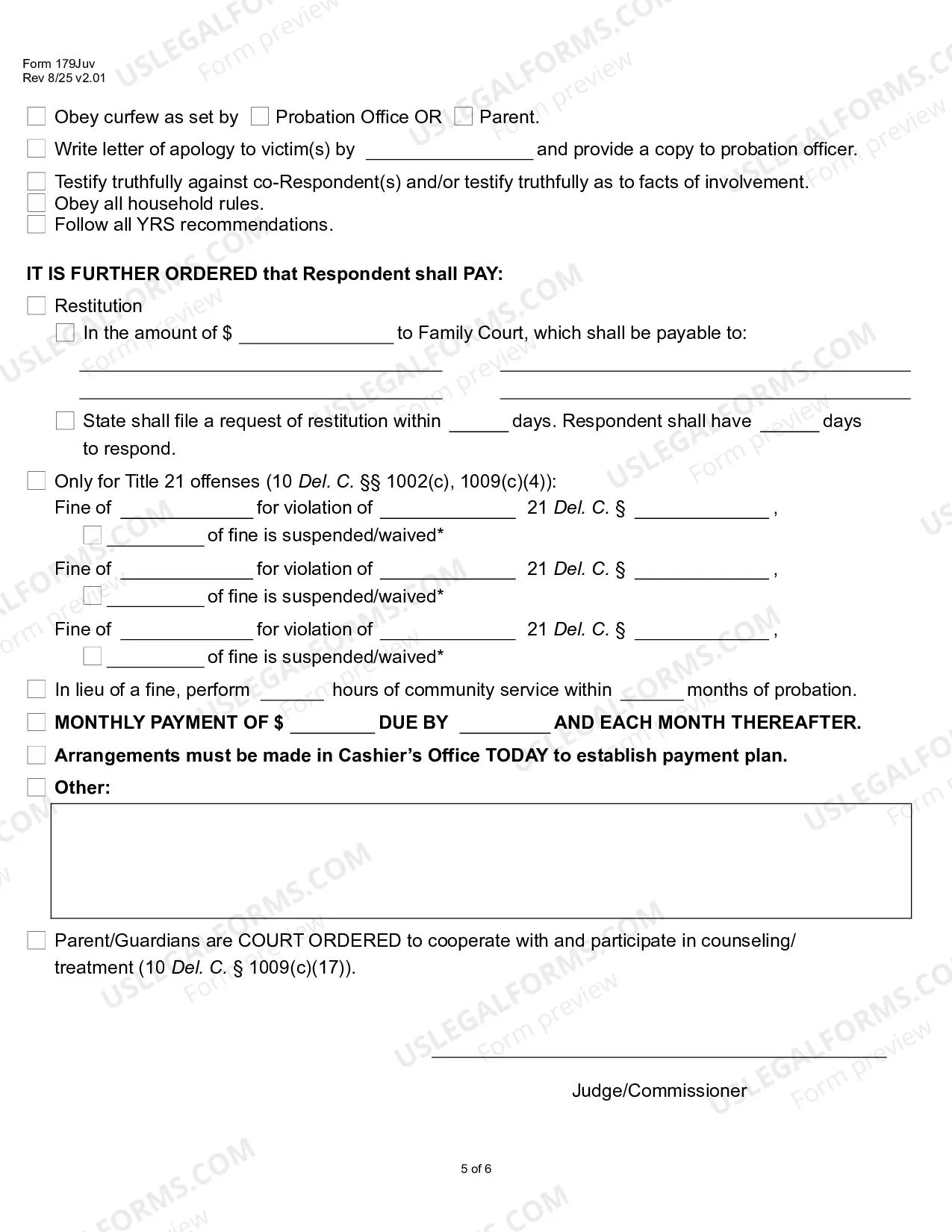 Preview Probation before Adjudication of Delinquency Interim Order