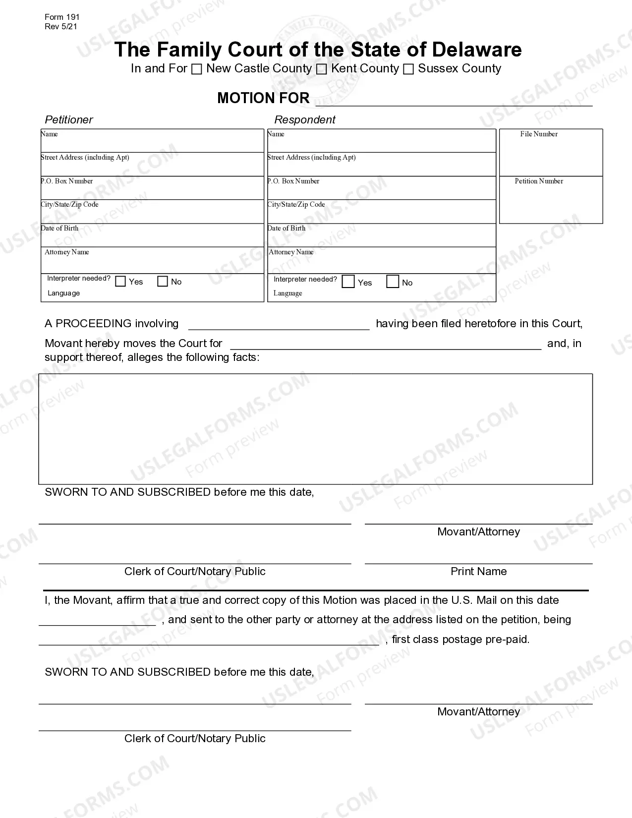 Preview Generic Motion Packet (Fill-In Form)