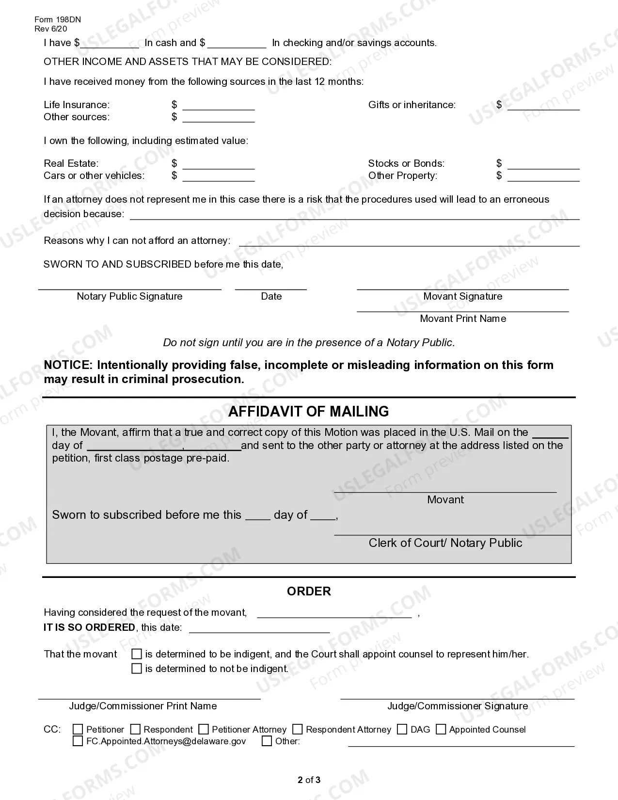 Preview Motion & Affidavit To Be Found Indigent & Request for Appointment of An Attorney in Dependency / Neglect Proceedings - In Forma Pauperis