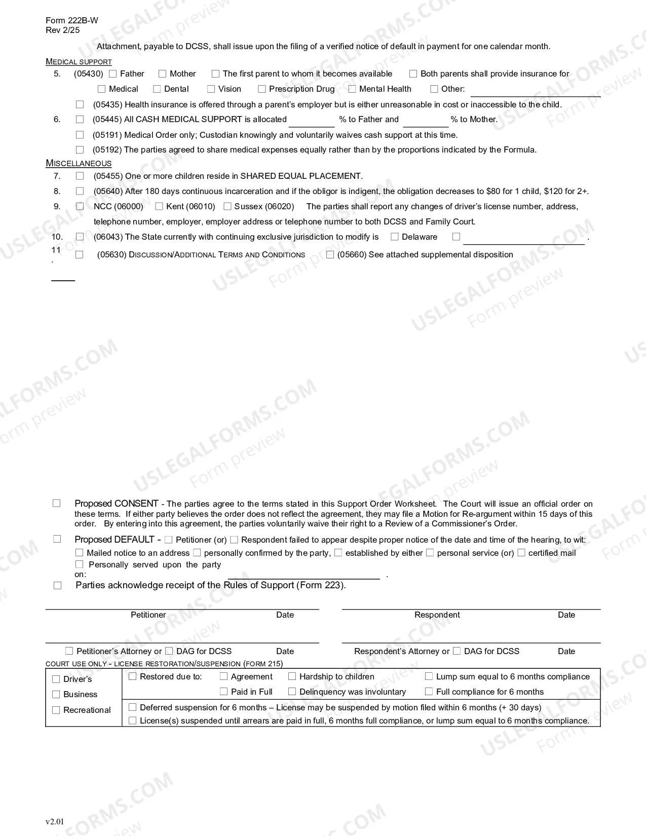 Preview Child Support Order Worksheet - Modifications
