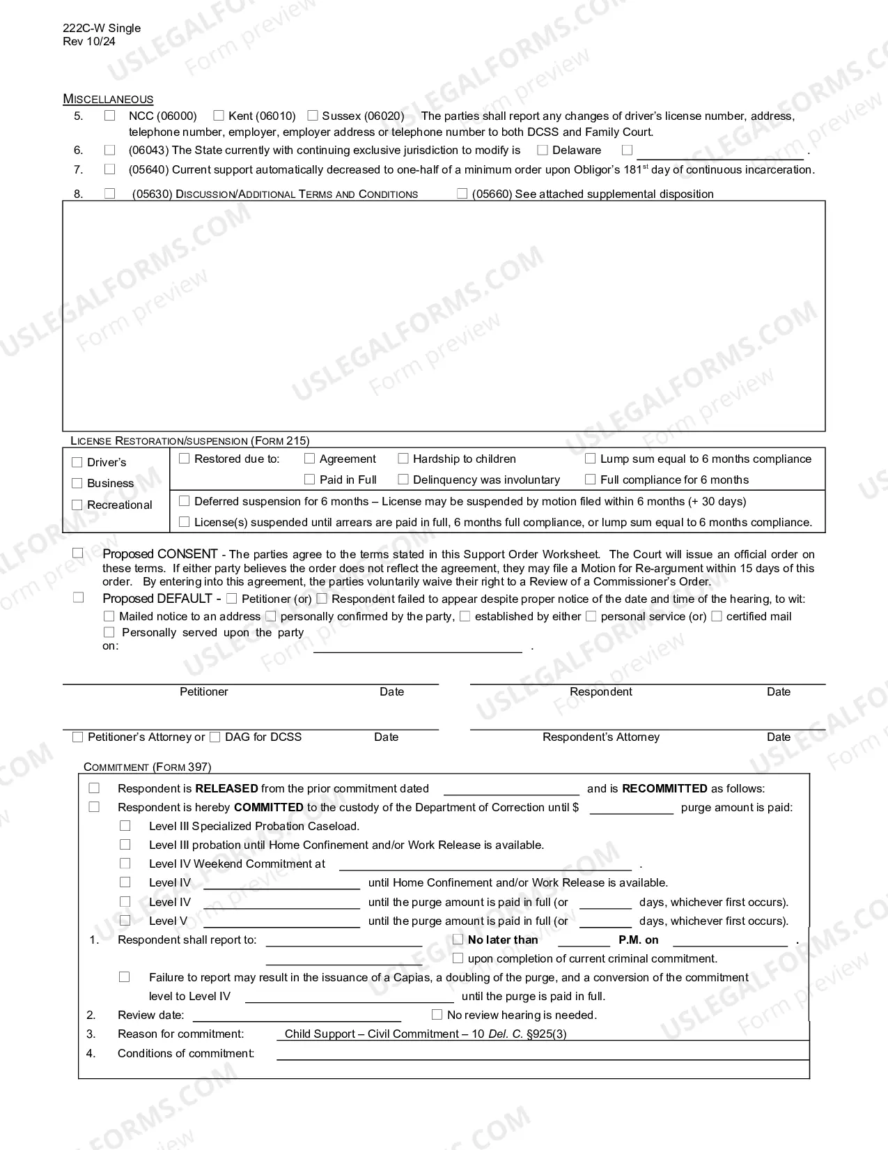 Preview Child Support Order Worksheet - Arrears