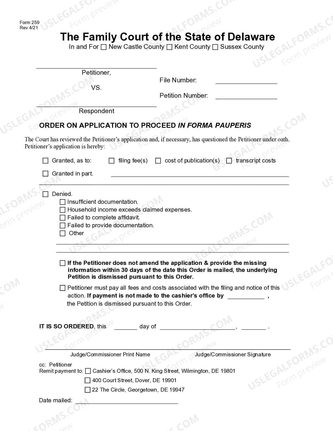 Preview Affidavit in Support of Application to Proceed in Forma Pauperis