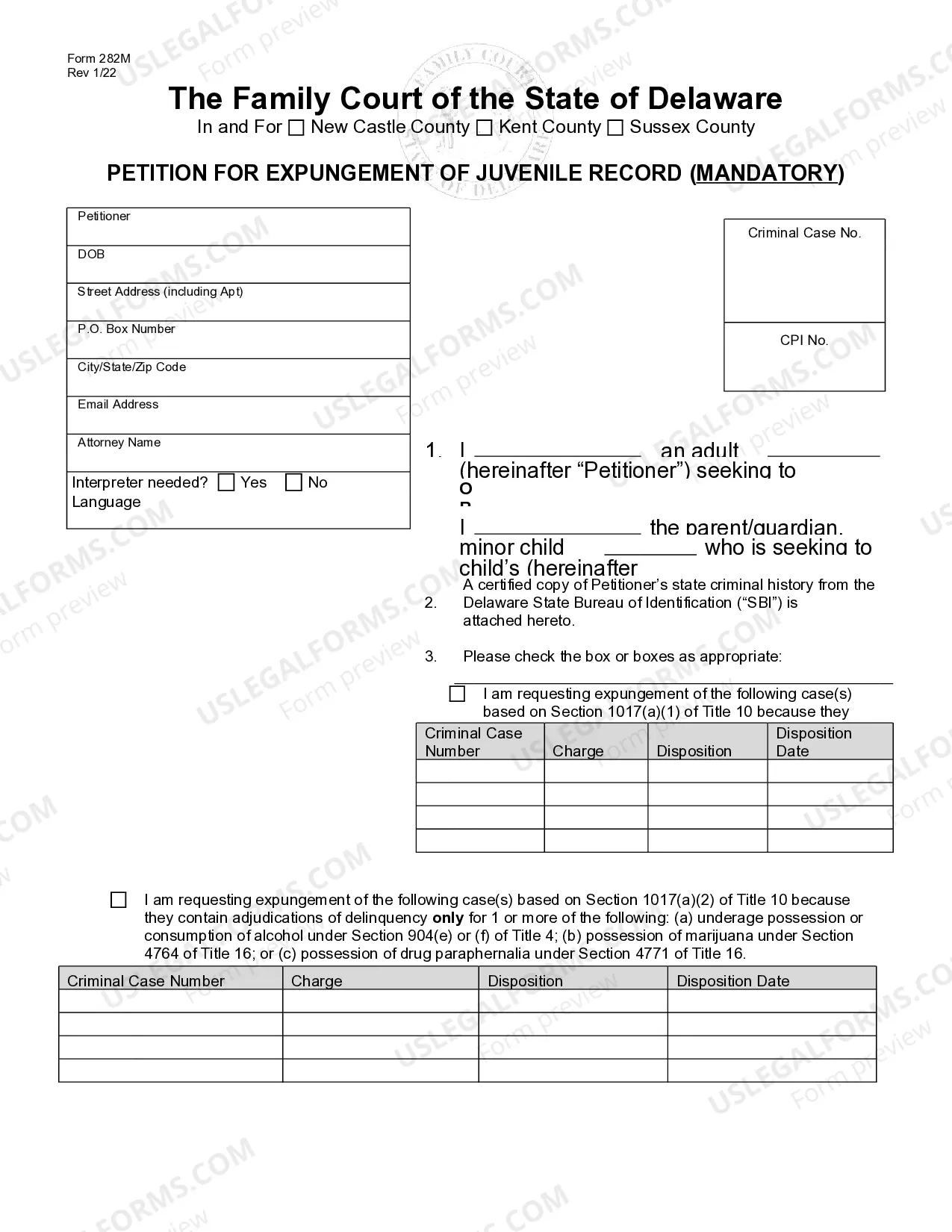 Preview Petition for Expungement of Juvenile Record (Mandatory)