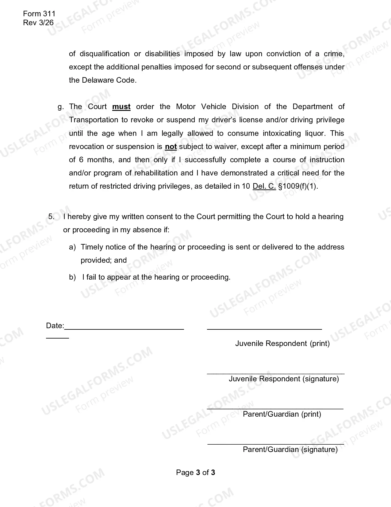Preview DUI First Offender Program Election Form