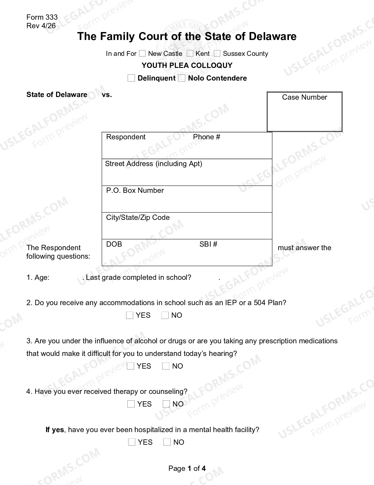 Preview Juvenile Plea Colloquy