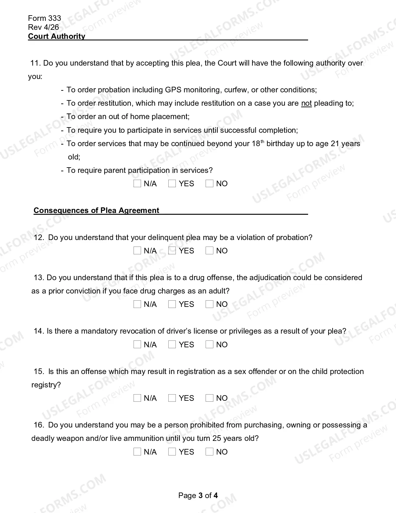 Preview Juvenile Plea Colloquy