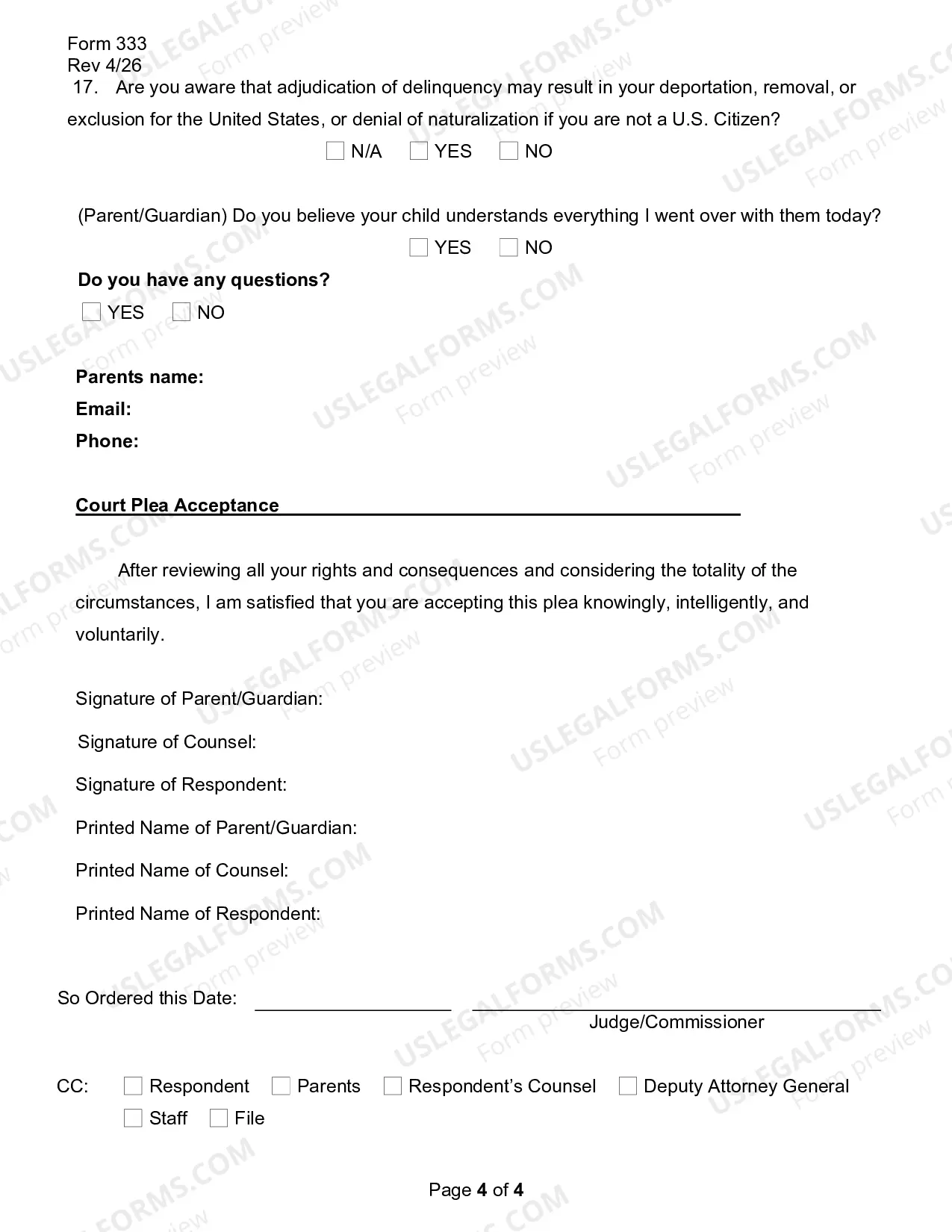 Preview Juvenile Plea Colloquy