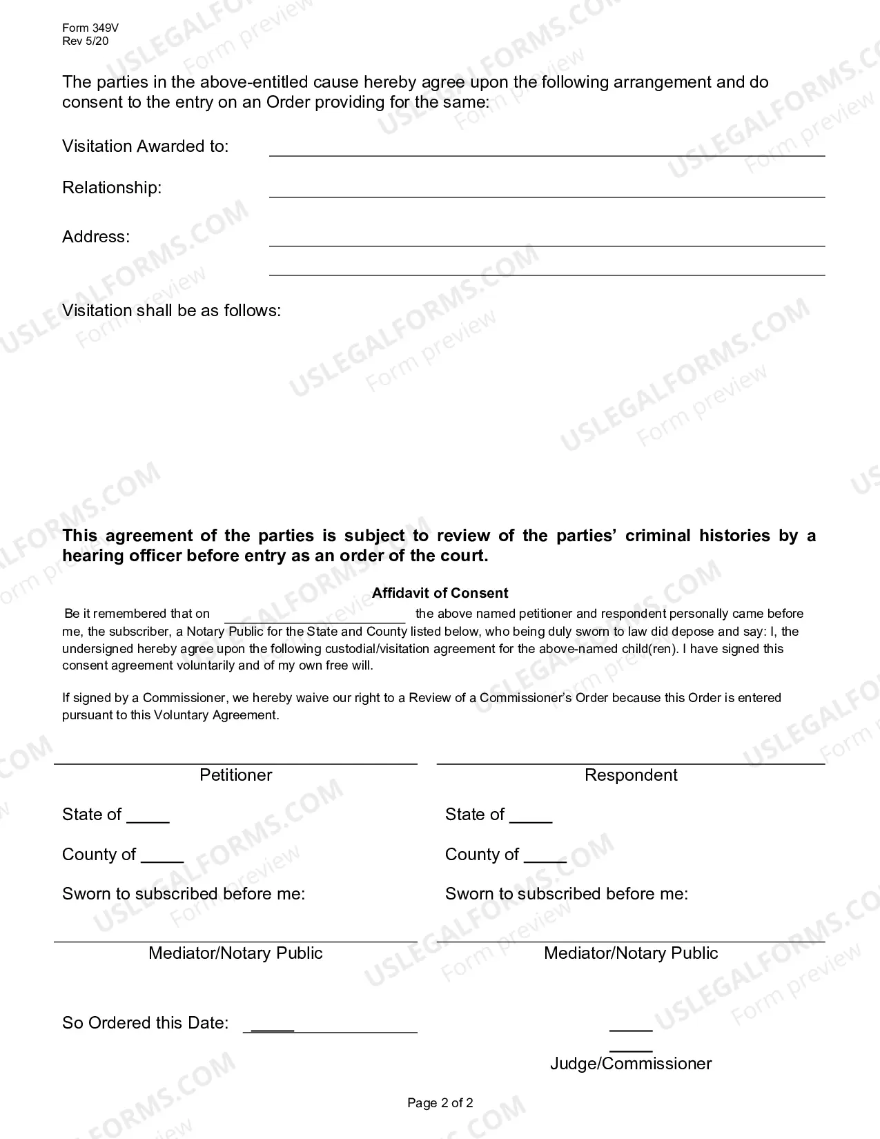 Preview Consent Order - Visitation