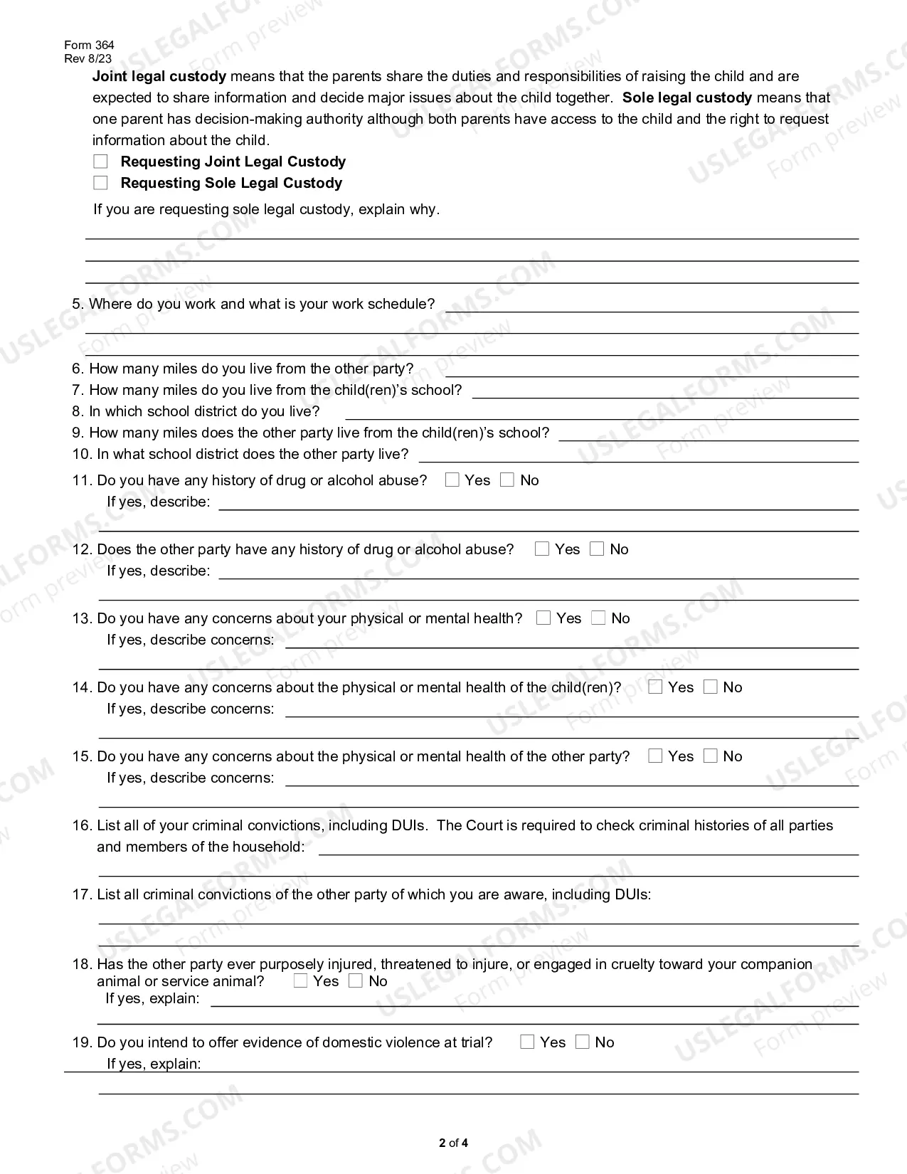 Preview Custody, Visitation, Guardianship, Disclosure Report