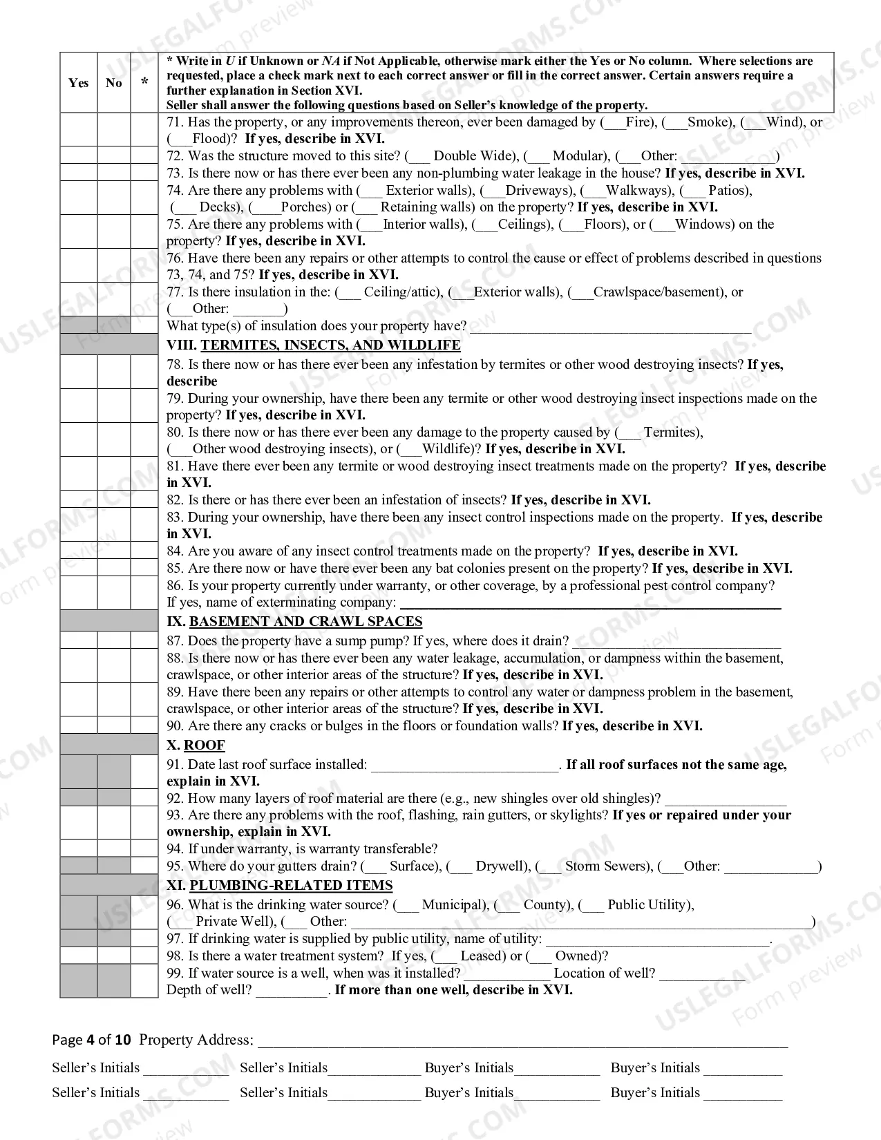 Preview Residential Real Estate Sales Disclosure Statement