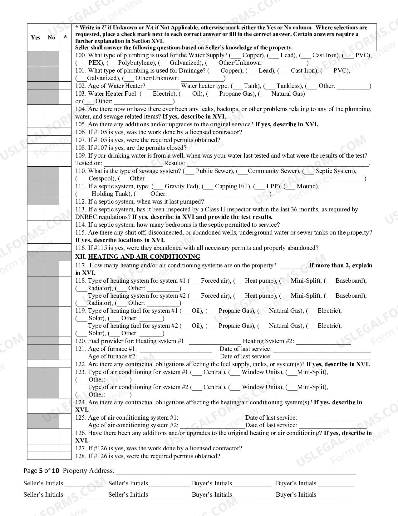 Preview Residential Real Estate Sales Disclosure Statement